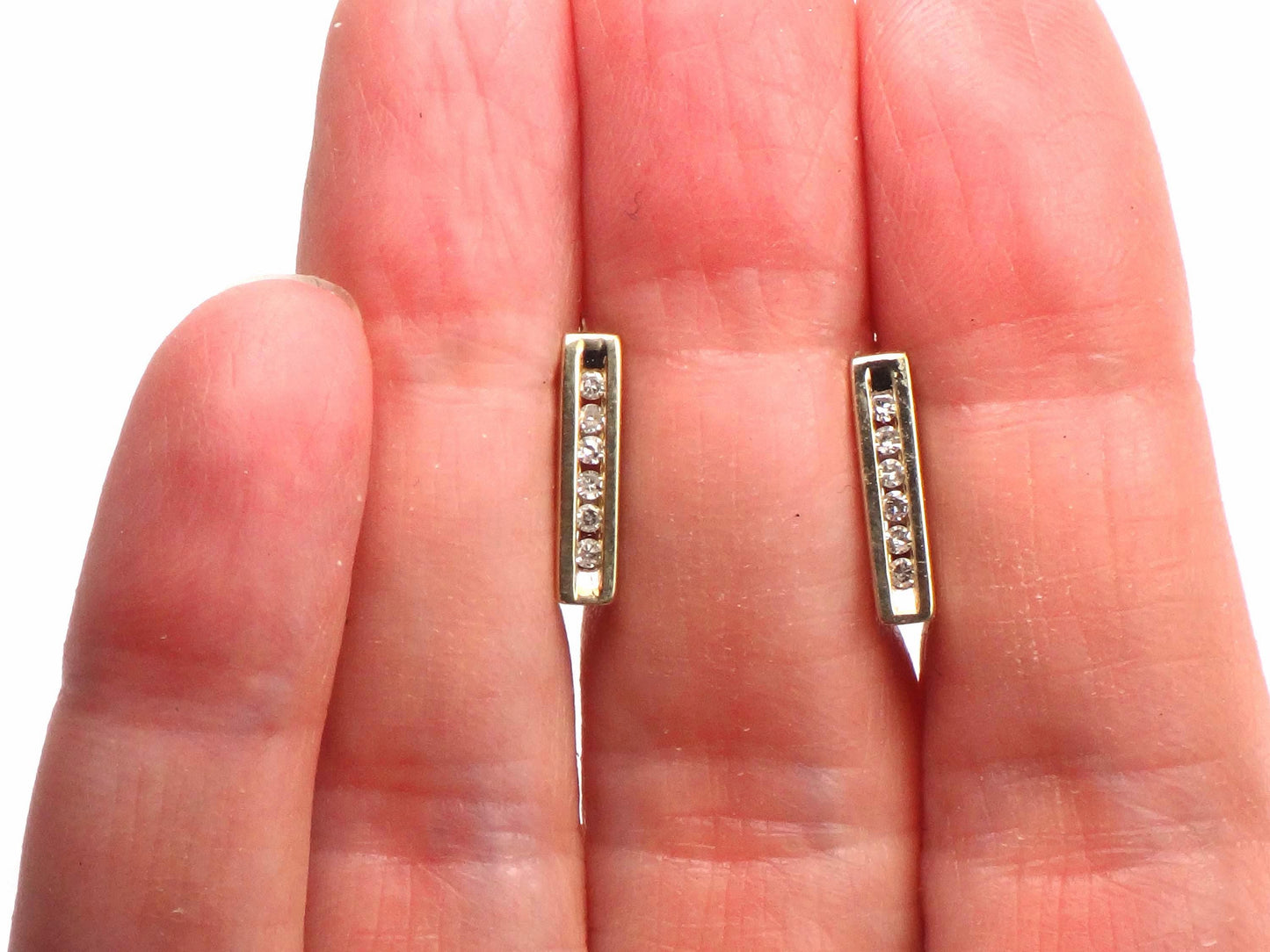 Vintage 10k Yellow Gold Diamond Huggie Style Earrings