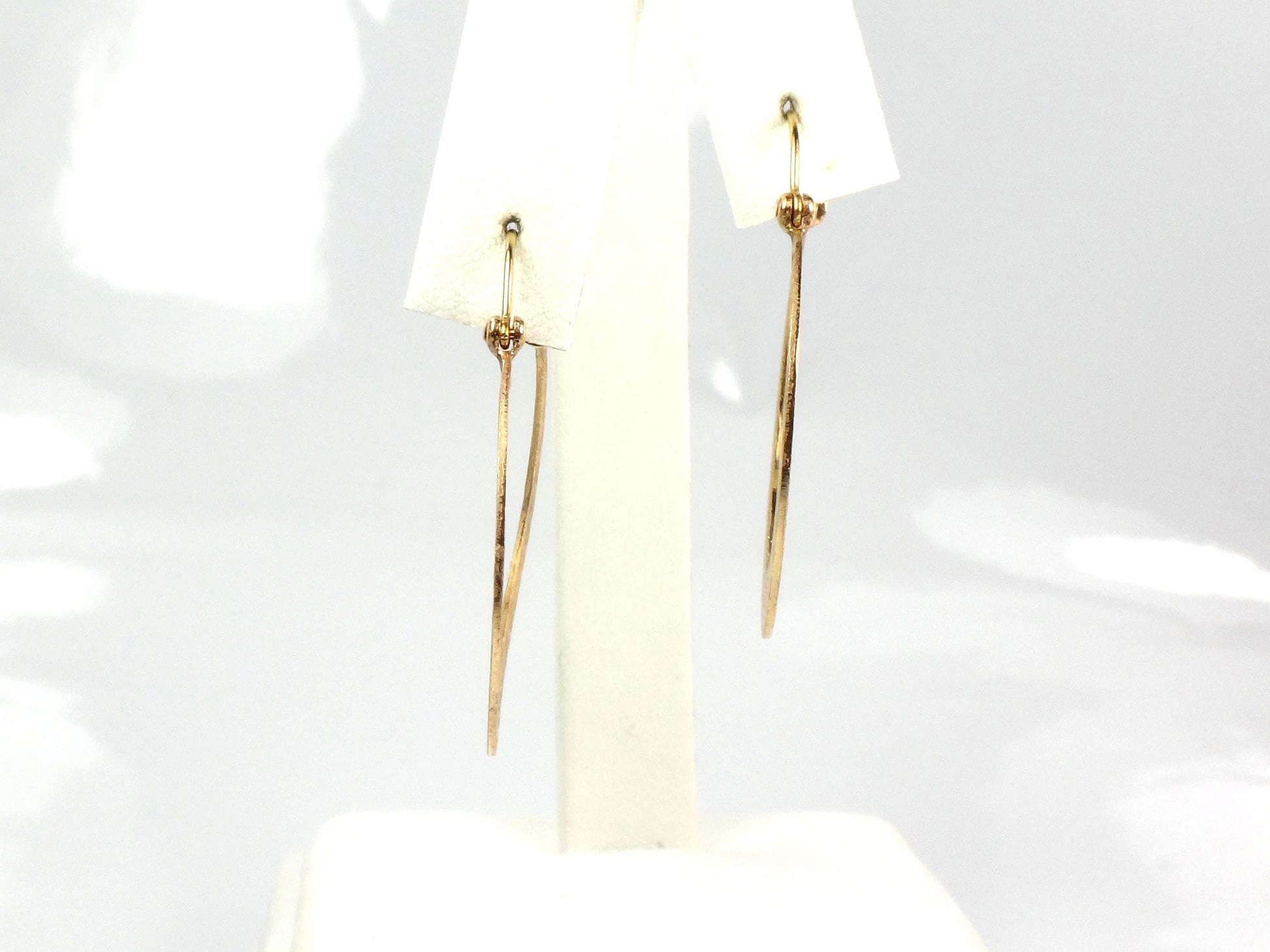 Vintage 14k Yellow Gold Round Hoop Earrings, 1 1/8" Diamond Cut Flat Solid Hoops