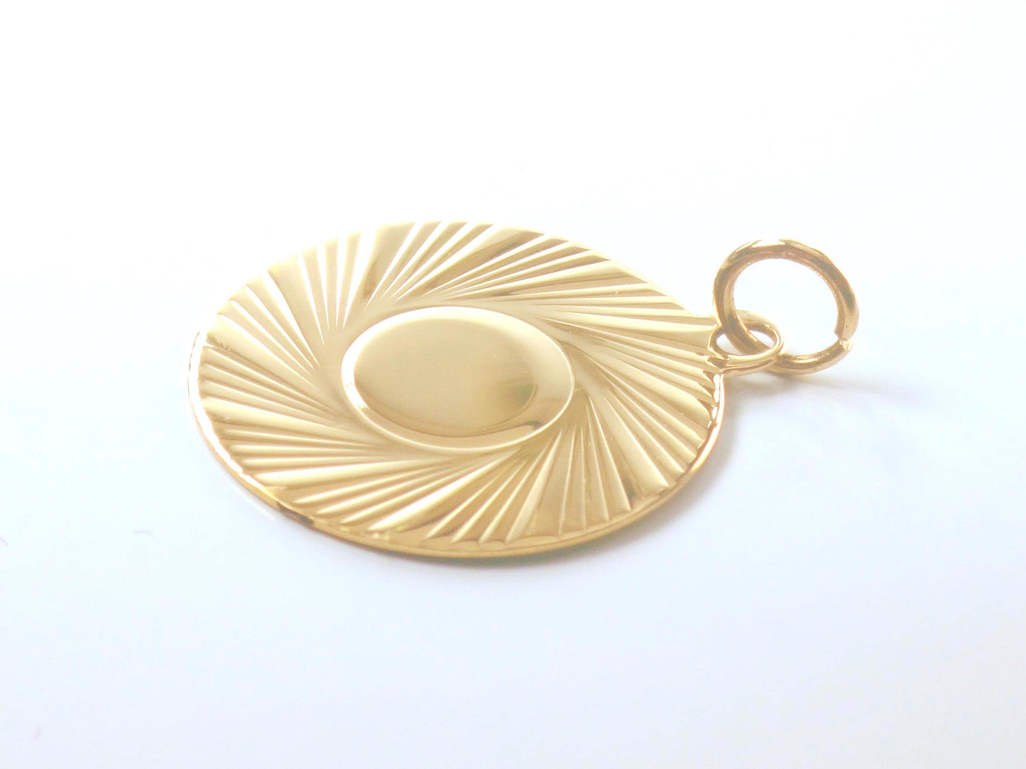 Vintage 14k Engravable Round Disc Pendant, Yellow Gold Circle Charm, Circa 1960's