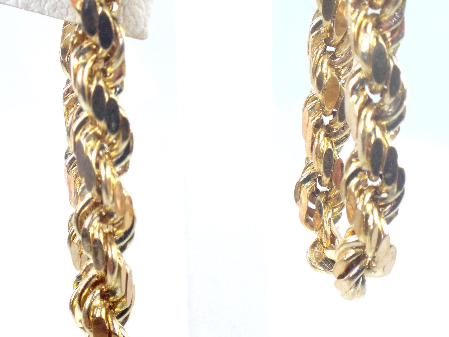 Vintage 14k Yellow Gold Rope Chain Hoop Earrings, Circa 1990s