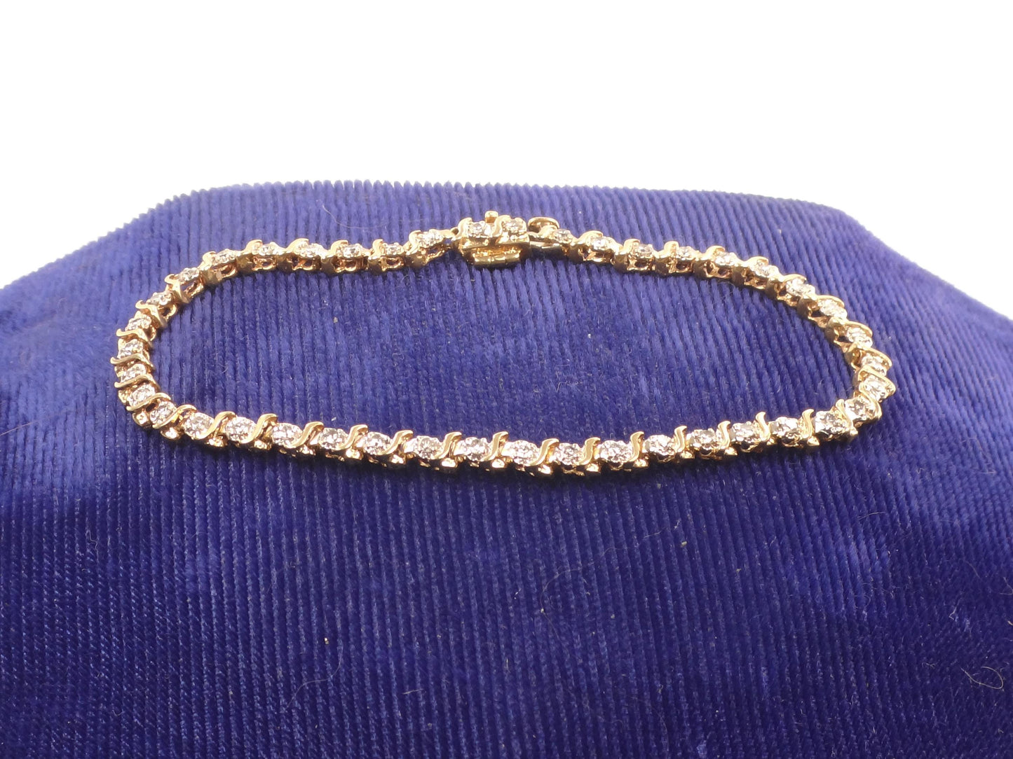 Vintage 14k Yellow Gold Diamond Tennis Bracelet, 7" Everyday Bracelet