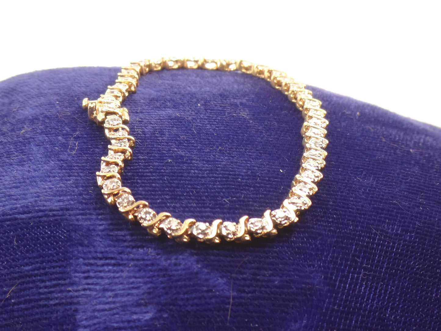 Vintage 14k Yellow Gold Diamond Tennis Bracelet, 7" Everyday Bracelet