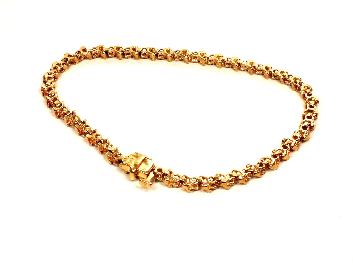 Vintage 14k Yellow Gold Diamond Tennis Bracelet, 7" Everyday Bracelet