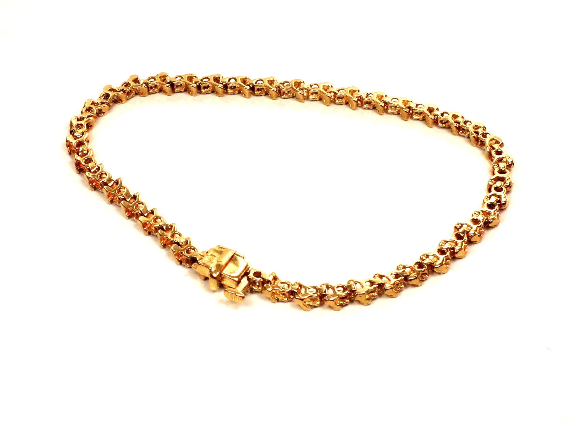 Vintage 14k Yellow Gold Diamond Tennis Bracelet, 7" Everyday Bracelet