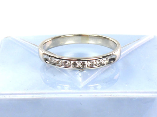 Vintage 14k White Gold Diamond Wedding Band - Channel Set Ring, Size 7