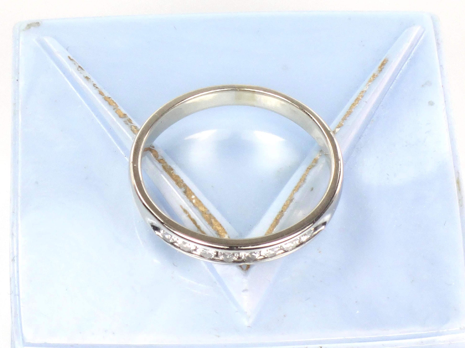 Vintage 14k White Gold Diamond Wedding Band - Channel Set Ring, Size 7