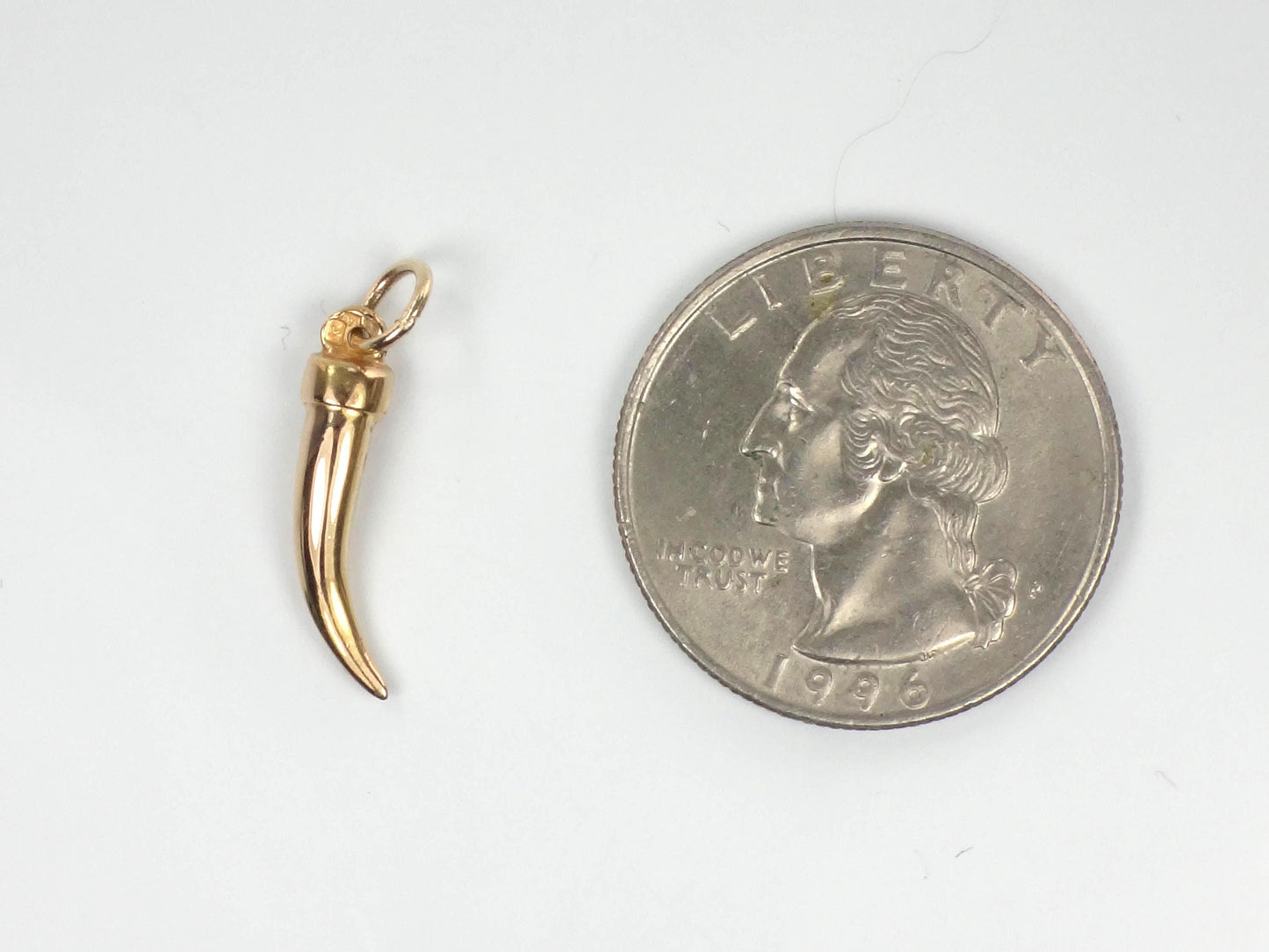 Vintage Yellow Gold Italian Horn Pendant, Good Luck Charm, Cornicello Amulet Talisman, Portugal 19.2k Jewelry