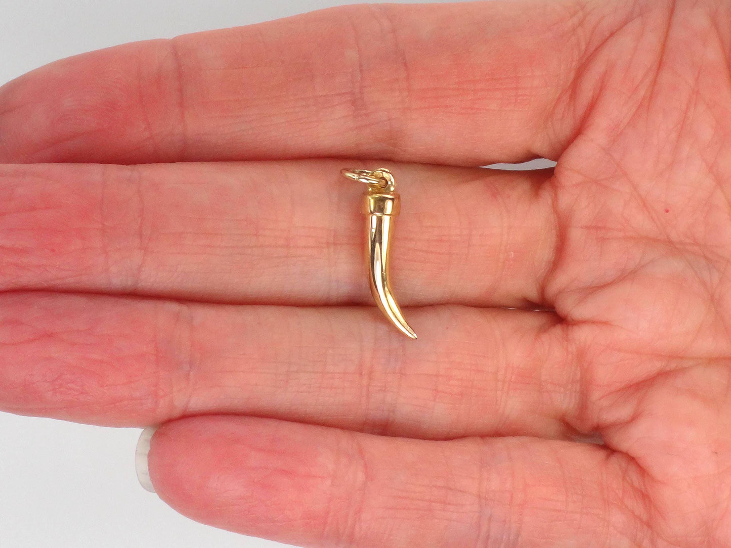 Vintage Yellow Gold Italian Horn Pendant, Good Luck Charm, Cornicello Amulet Talisman, Portugal 19.2k Jewelry