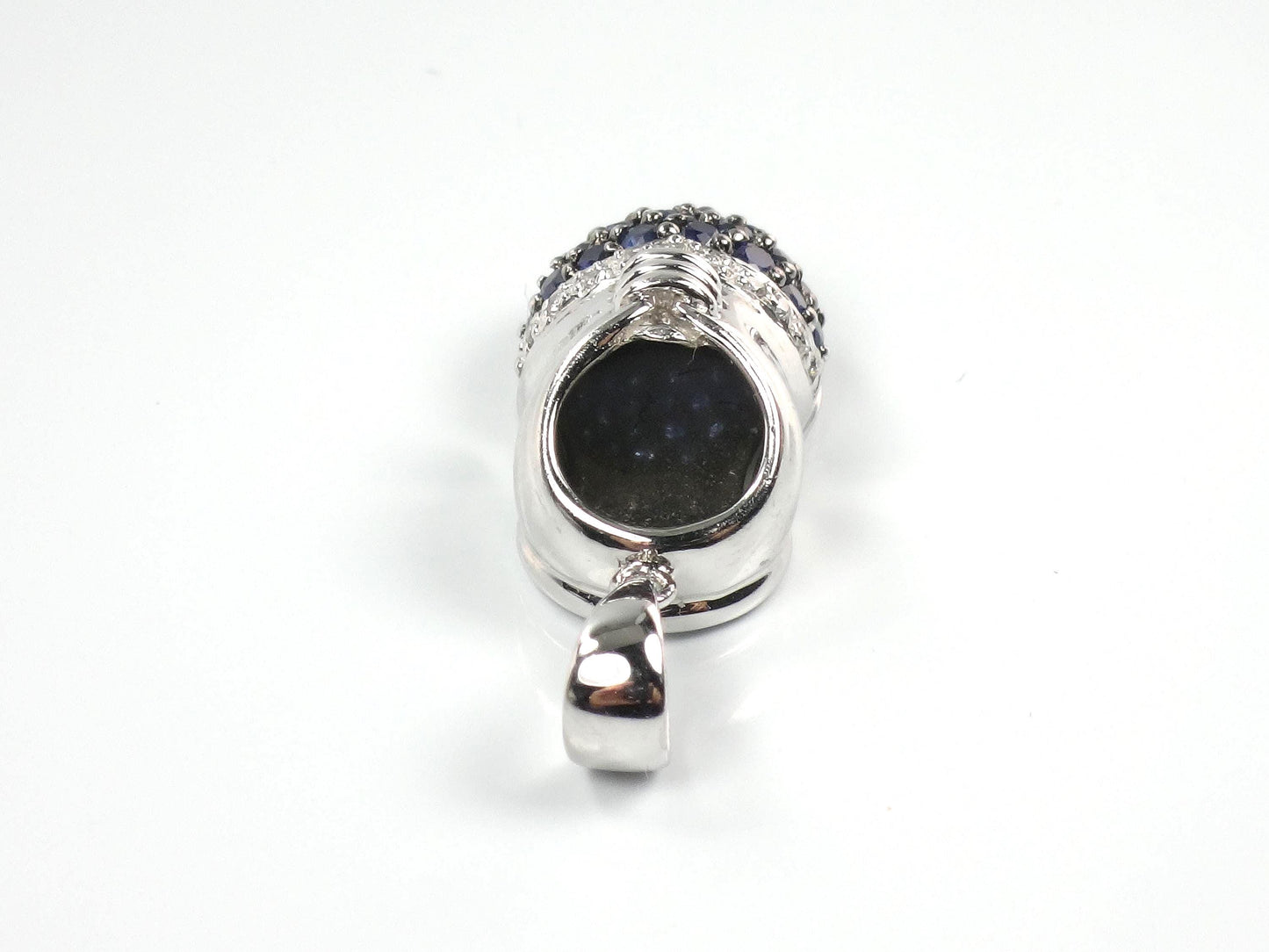 Vintage 14k White Gold Sapphire Diamond Baby Shoe Pendant, Bootie Charm for Mother