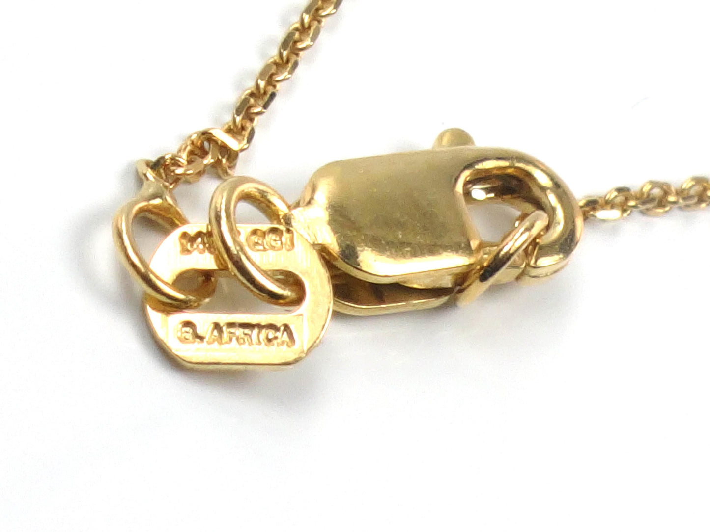 Vintage Yellow Gold Round Diamond Drop Pendant Necklace 18"