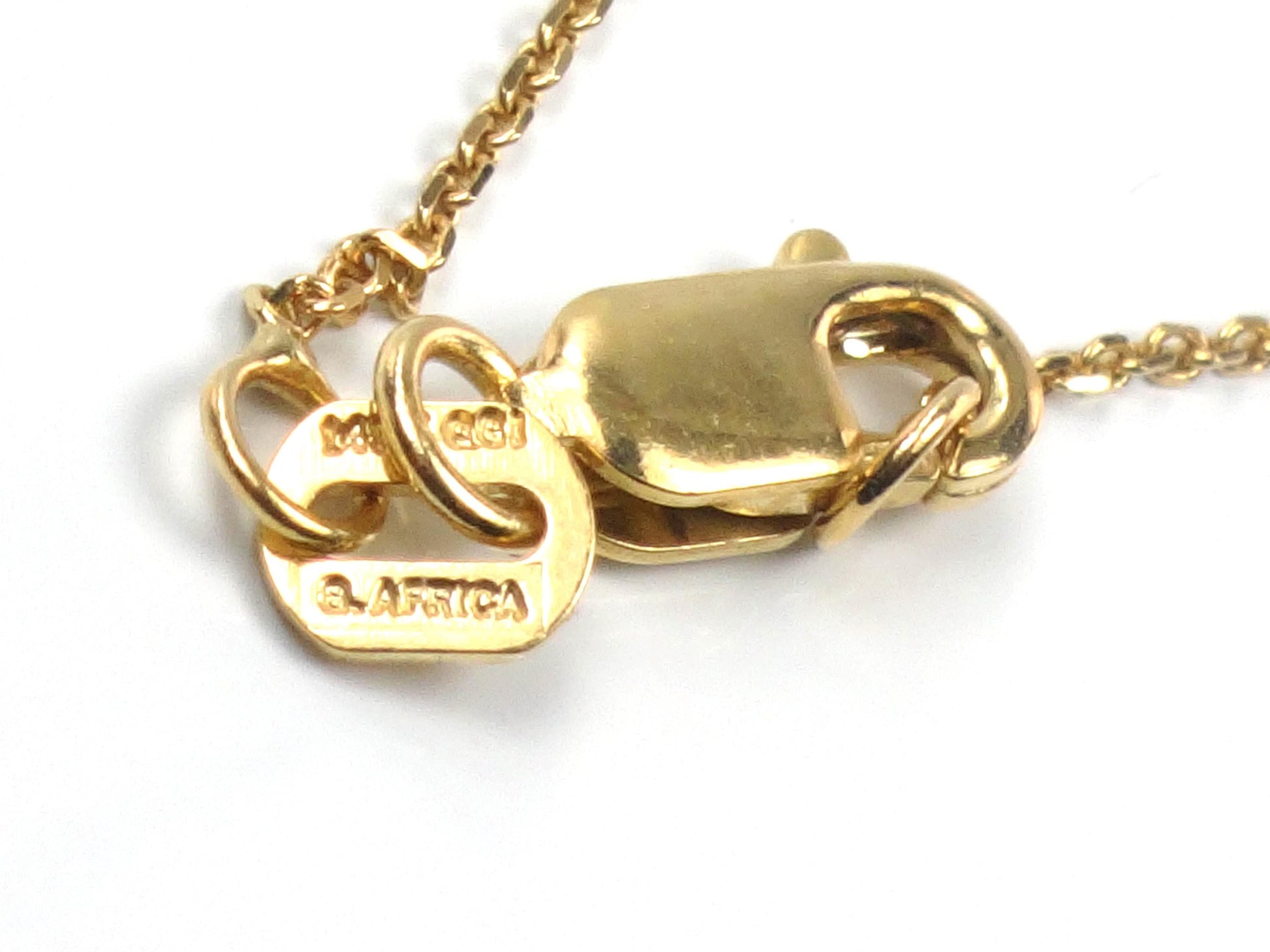 Vintage Yellow Gold Round Diamond Drop Pendant Necklace 18"