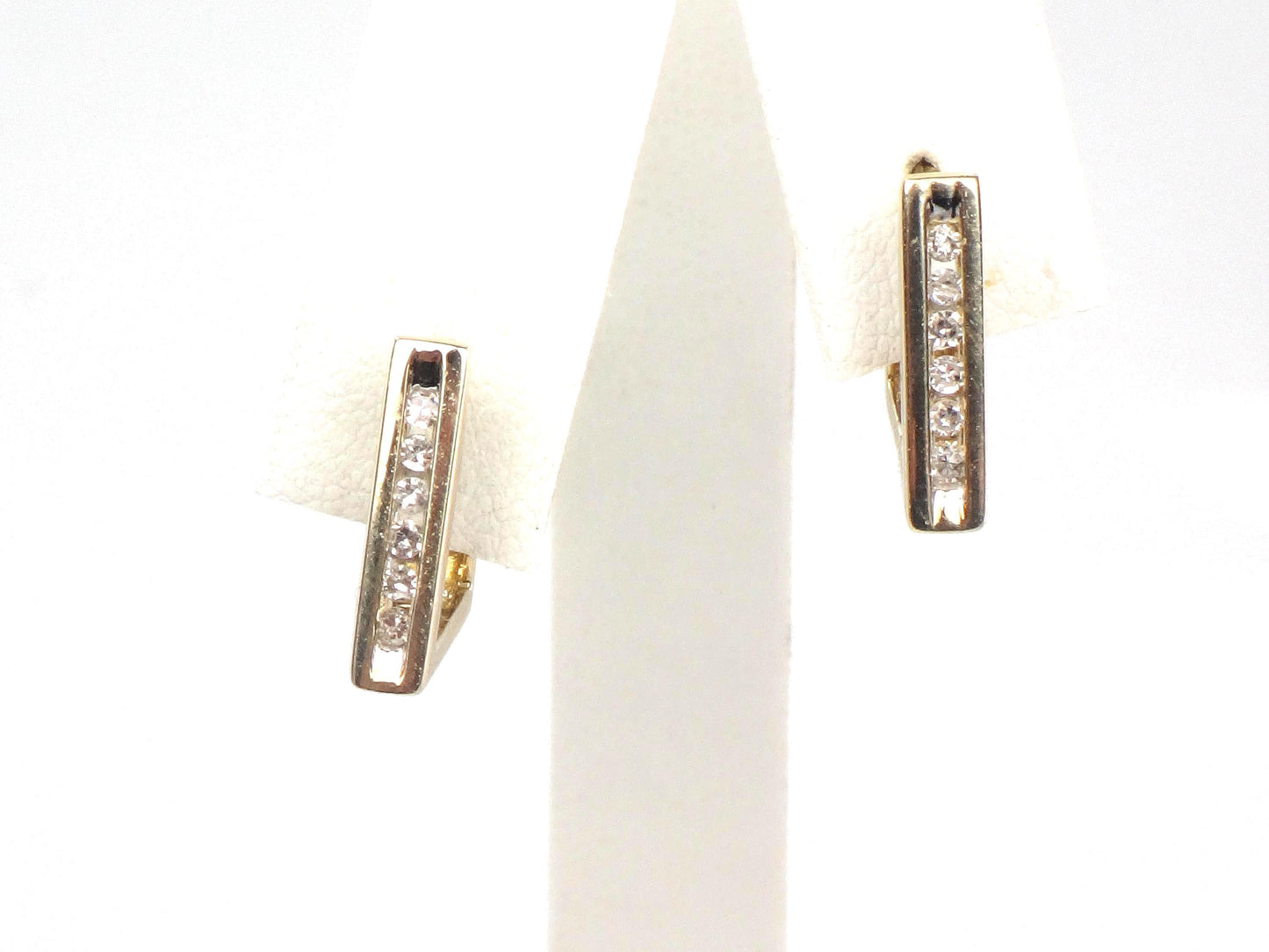 Vintage 10k Yellow Gold Diamond Huggie Style Earrings