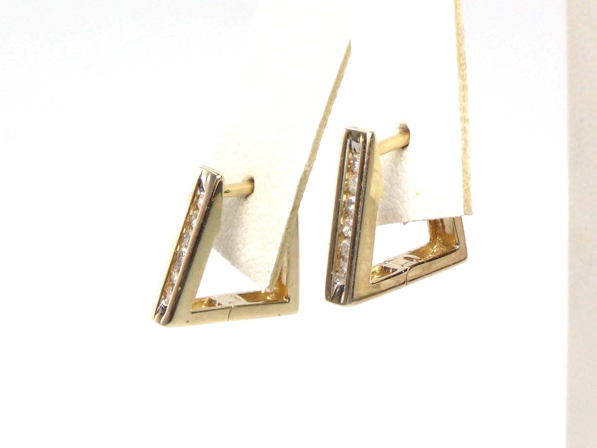 Vintage 10k Yellow Gold Diamond Huggie Style Earrings