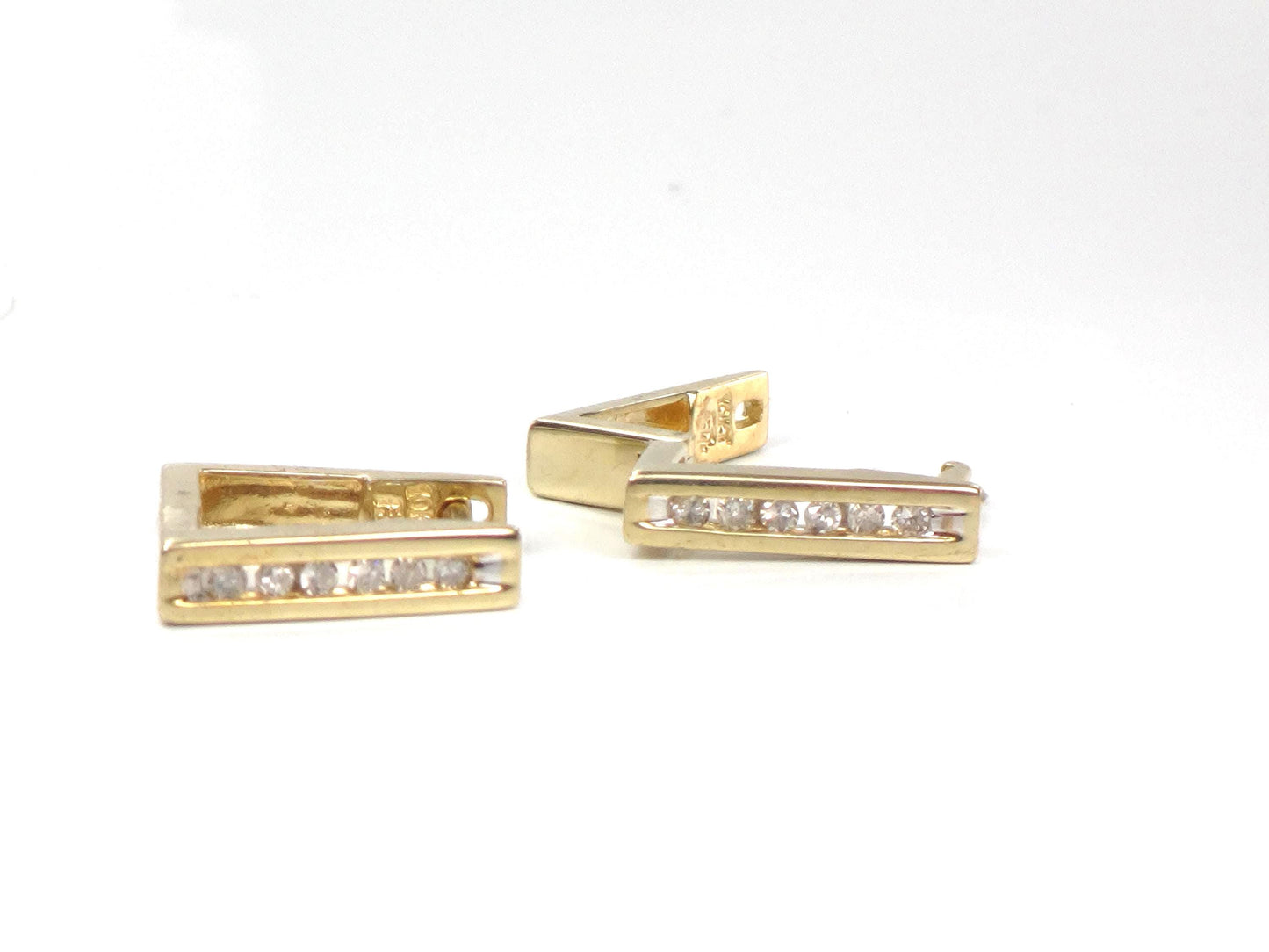 Vintage 10k Yellow Gold Diamond Huggie Style Earrings