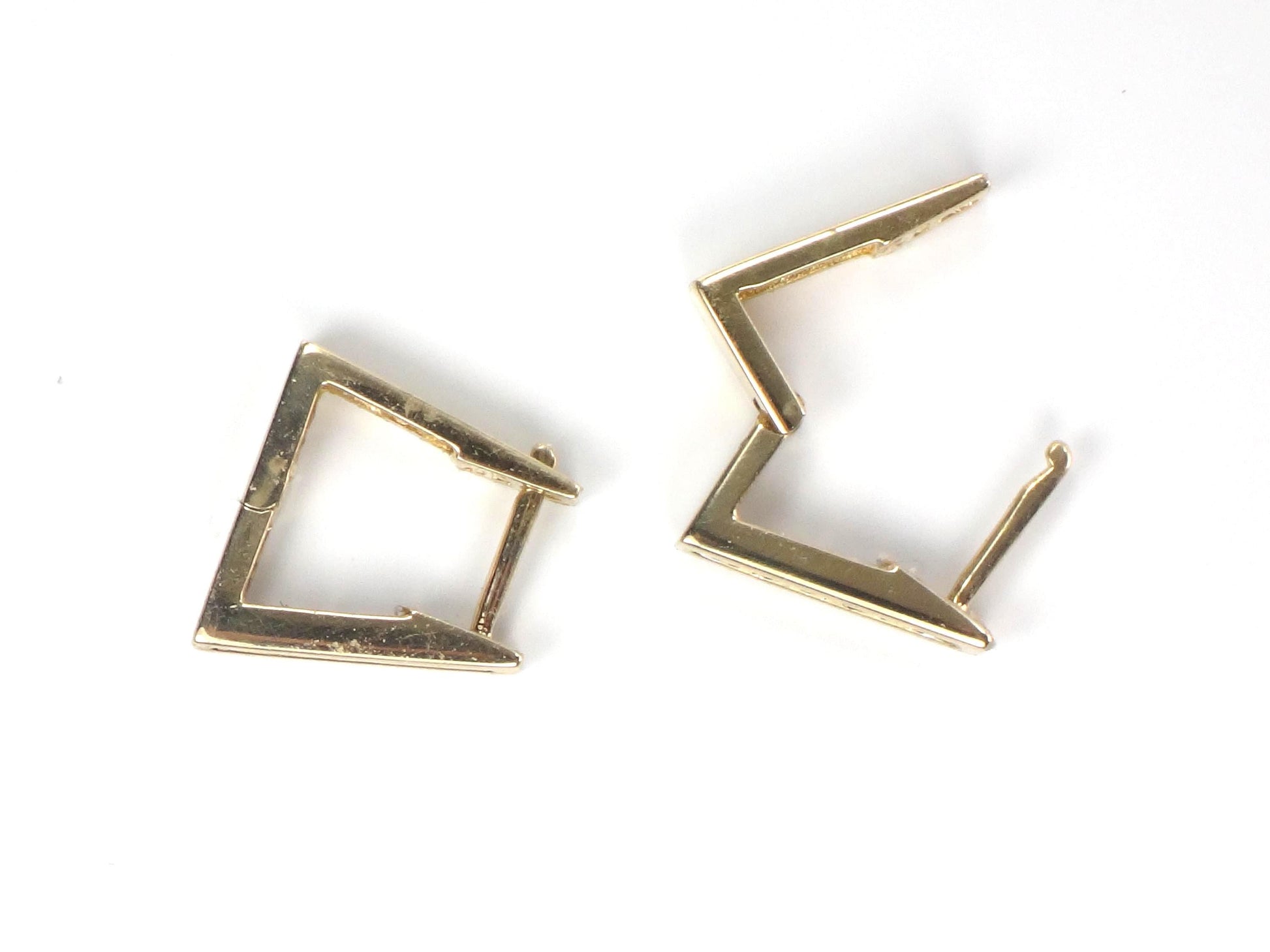 Vintage 10k Yellow Gold Diamond Huggie Style Earrings