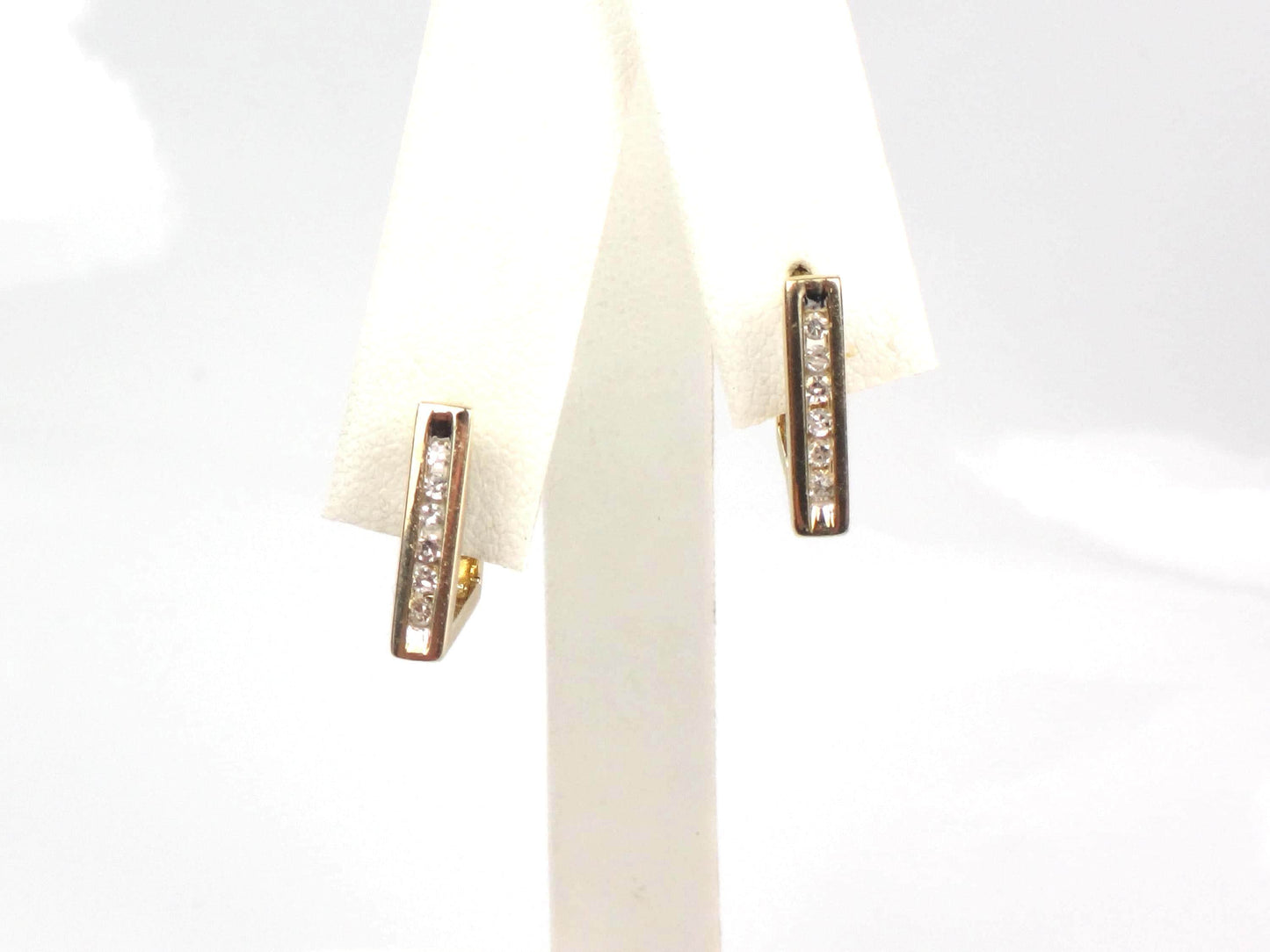 Vintage 10k Yellow Gold Diamond Huggie Style Earrings
