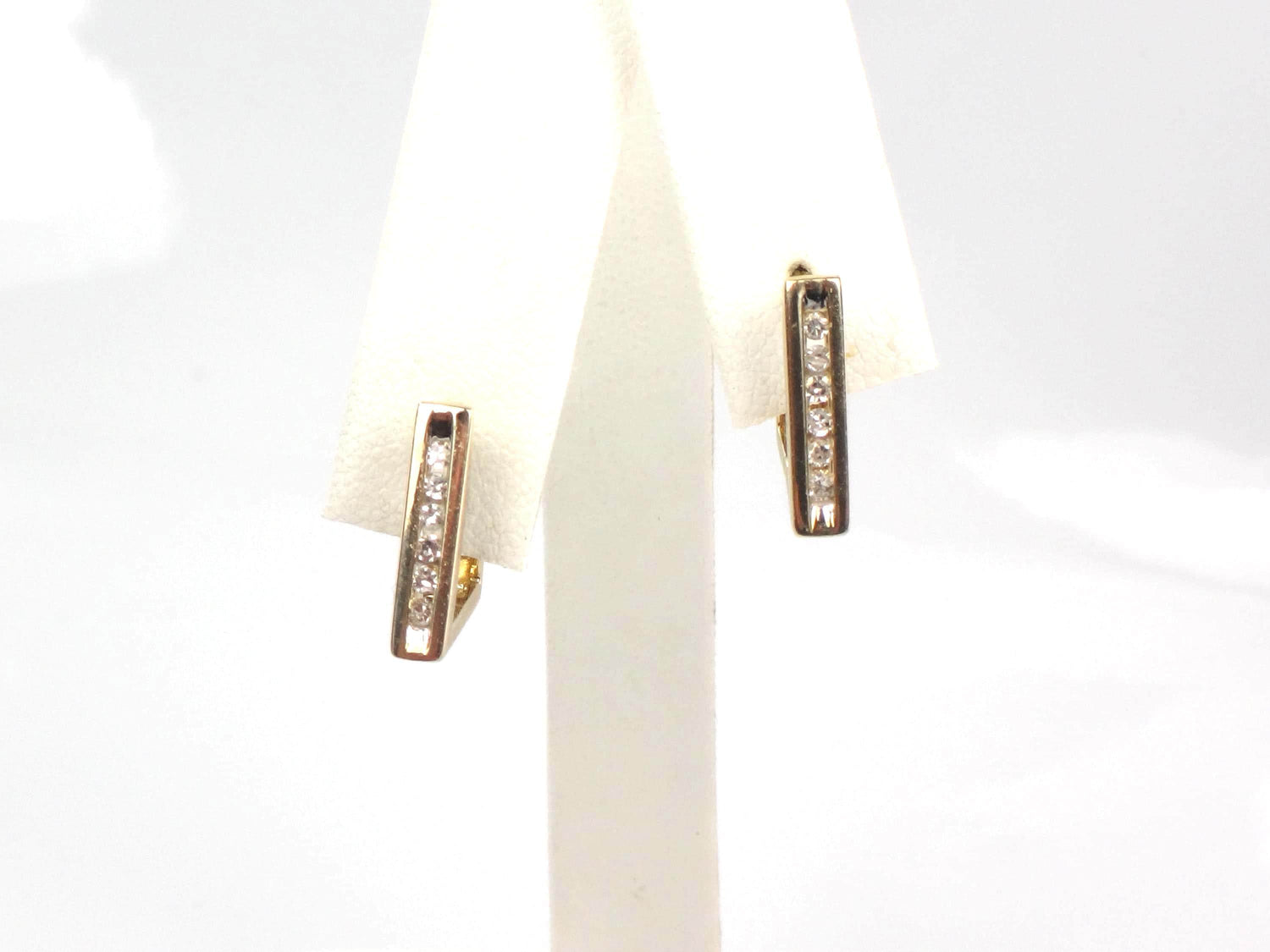 Vintage 10k Yellow Gold Diamond Huggie Style Earrings