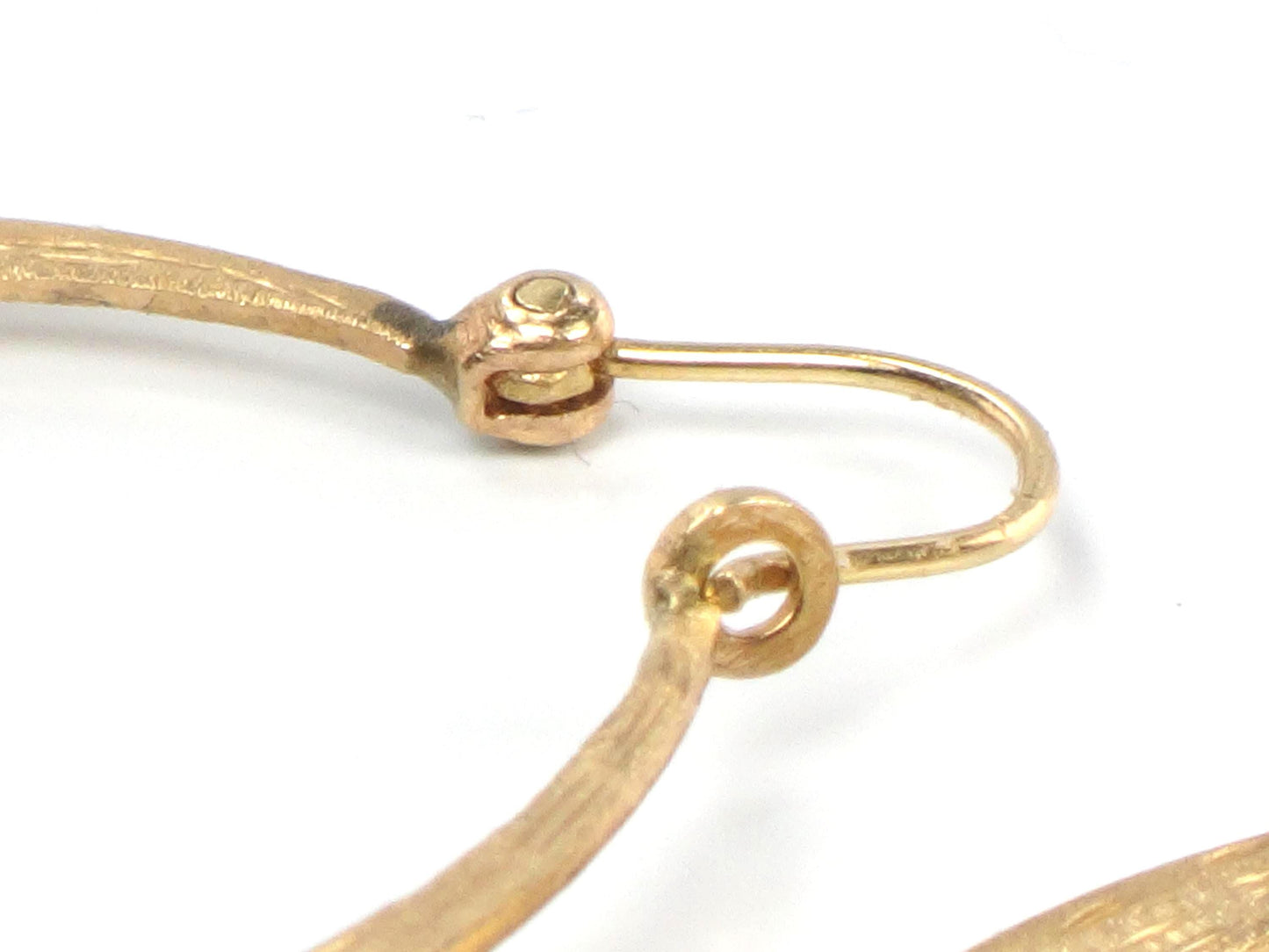 Vintage 14k Yellow Gold Round Hoop Earrings, 1 1/8" Diamond Cut Flat Solid Hoops