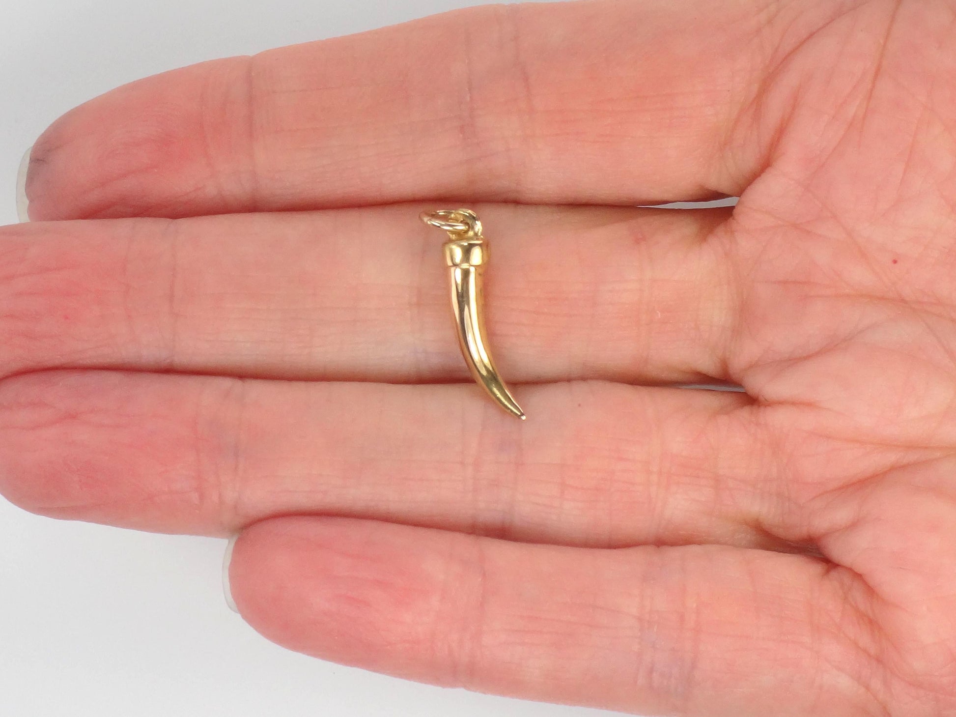 Vintage Yellow Gold Italian Horn Pendant, Good Luck Charm, Cornicello Amulet Talisman, Portugal 19.2k Jewelry