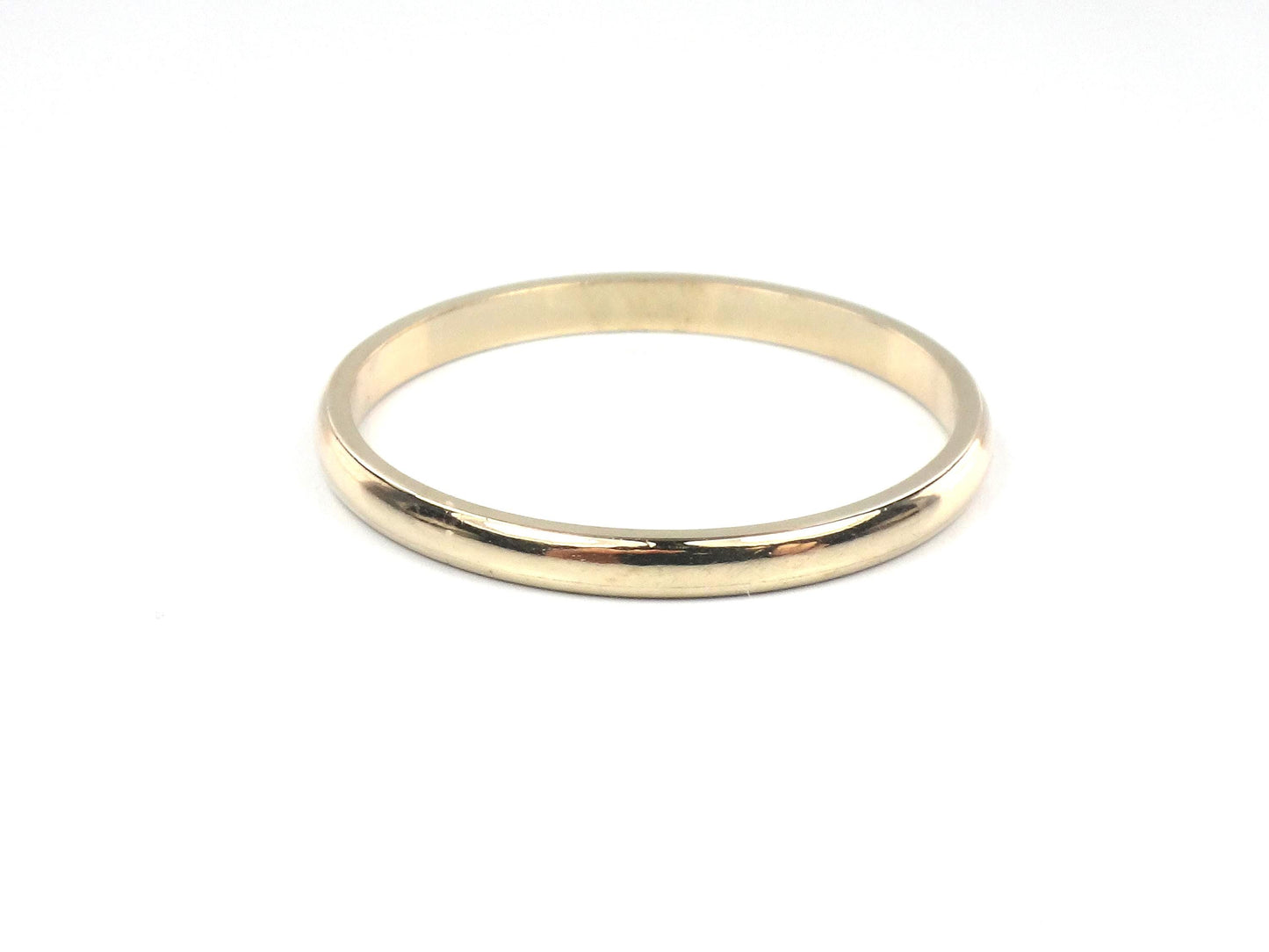 Vintage 14k Yellow Gold ArtCarved Wood Wedding Band, Thin 1.9 MM Stacking Ring, Size 9