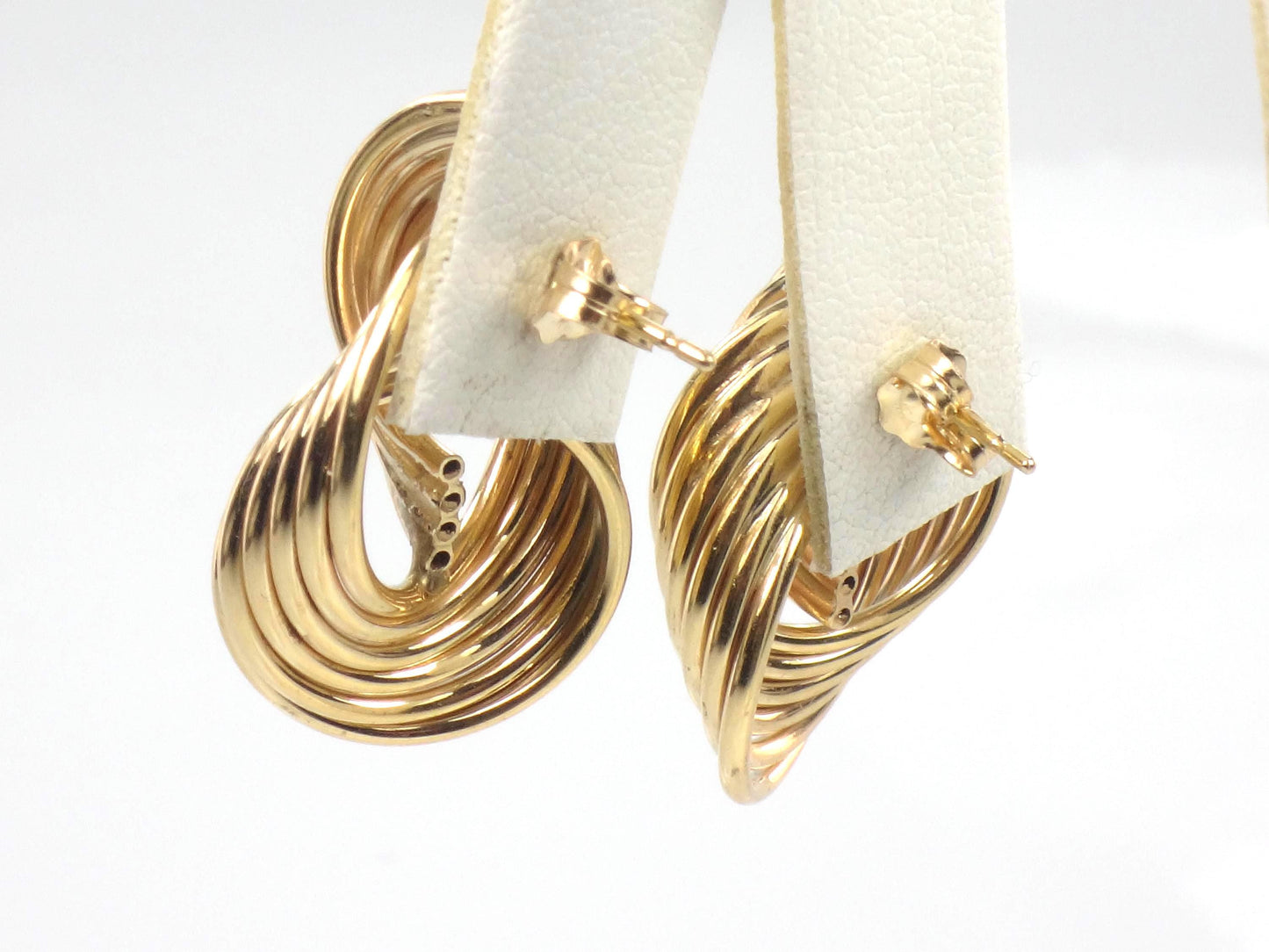 Vintage 14k Yellow Gold Door Knocker Earrings, Interlocking Circle Studs