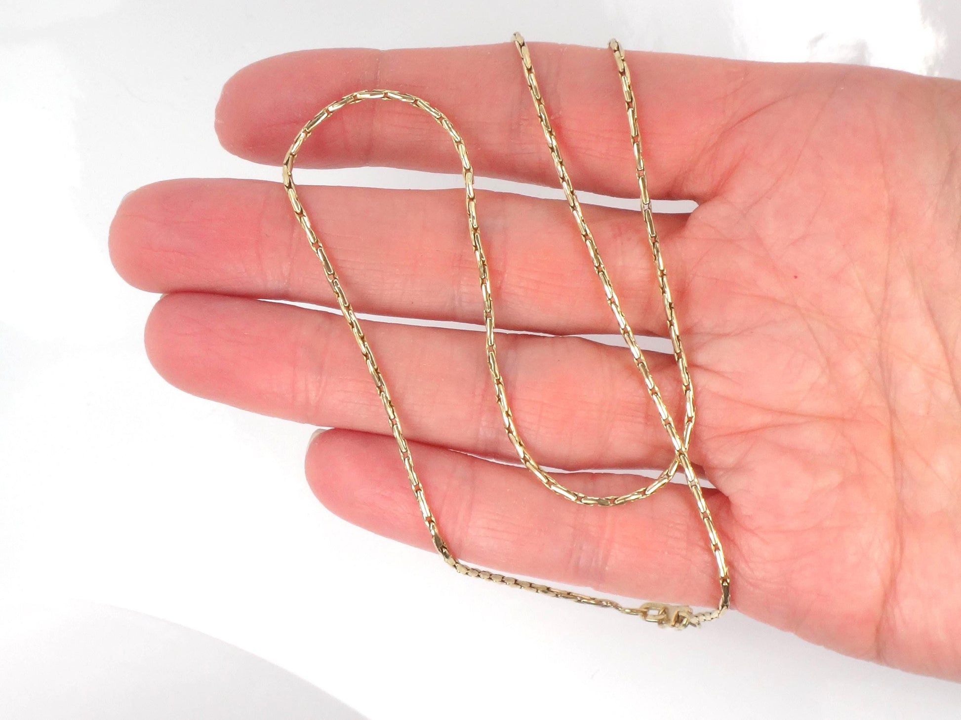 Vintage 14k Yellow Gold Fancy Link Pendant Chain - 17"