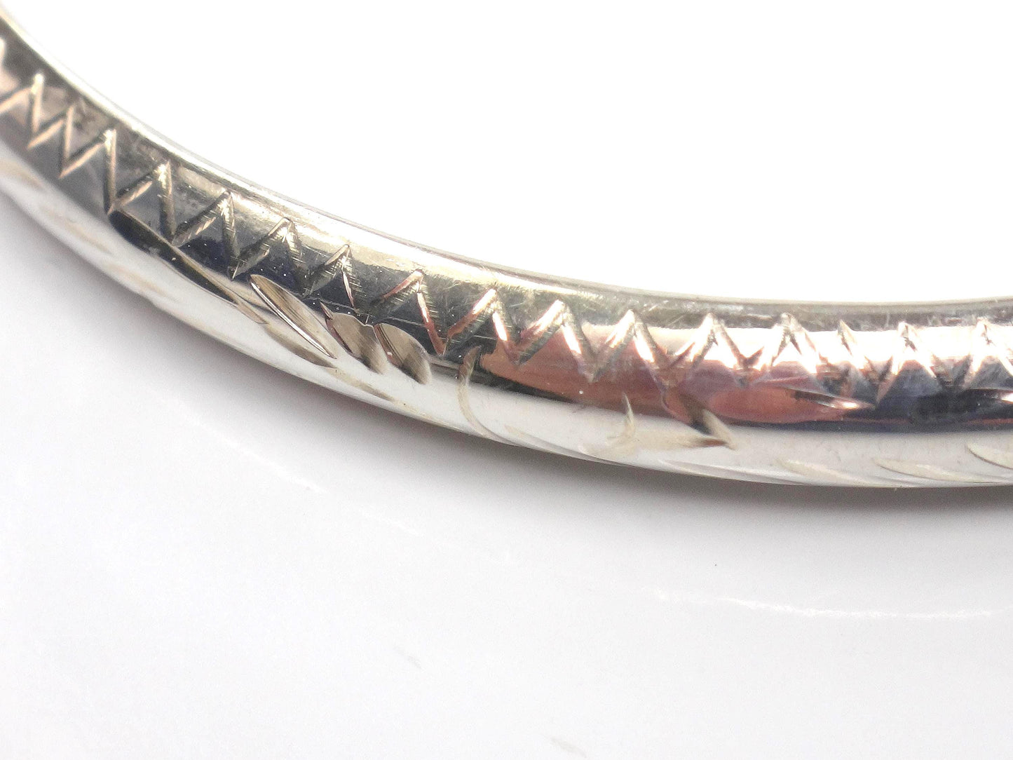 Vintage Thin Sterling Silver Bangle Bracelet with Engraving - Hinged Style