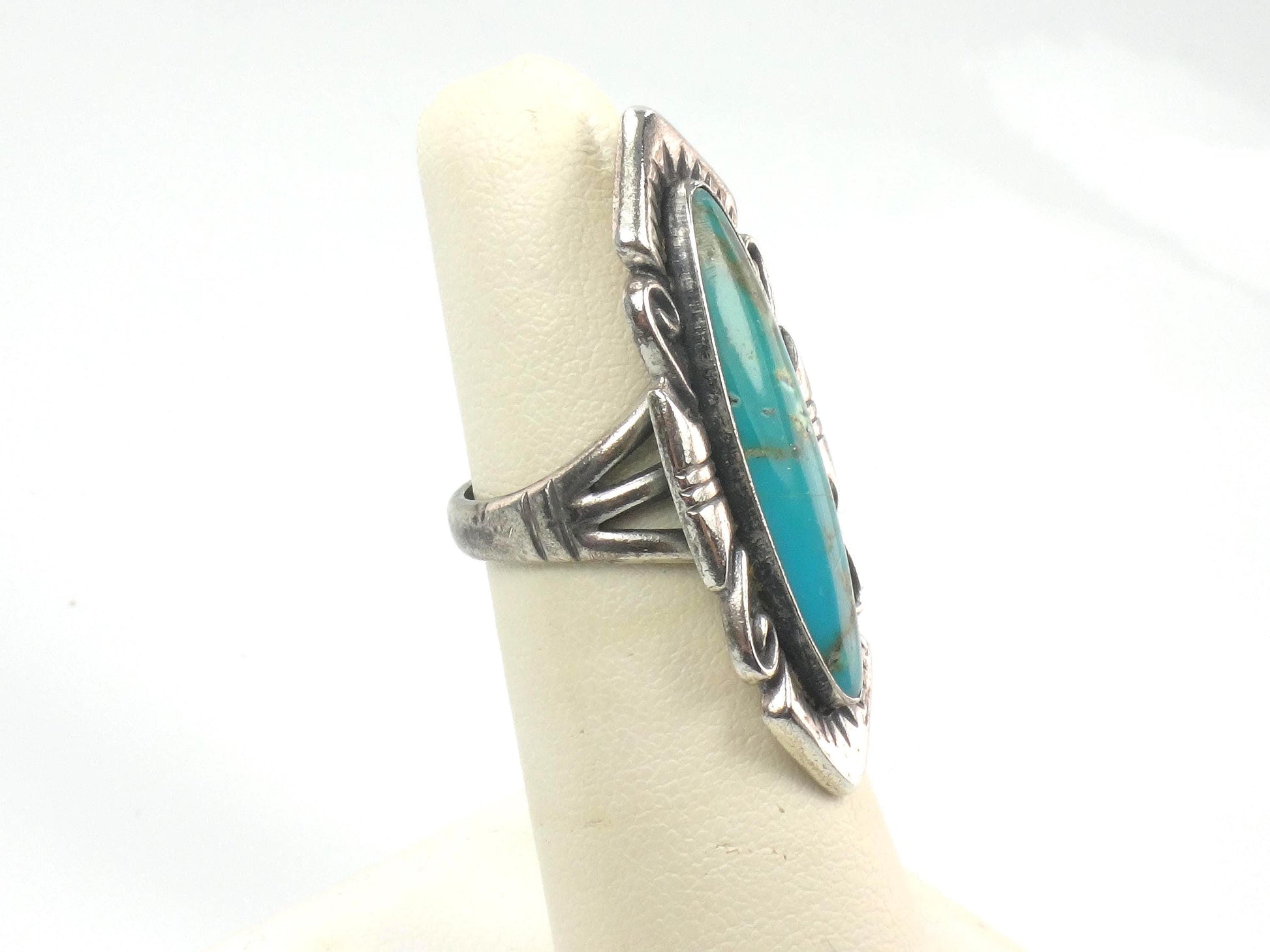 Vintage Sterling Silver Green Turquoise Ring by Bell Trading Post, Size 5