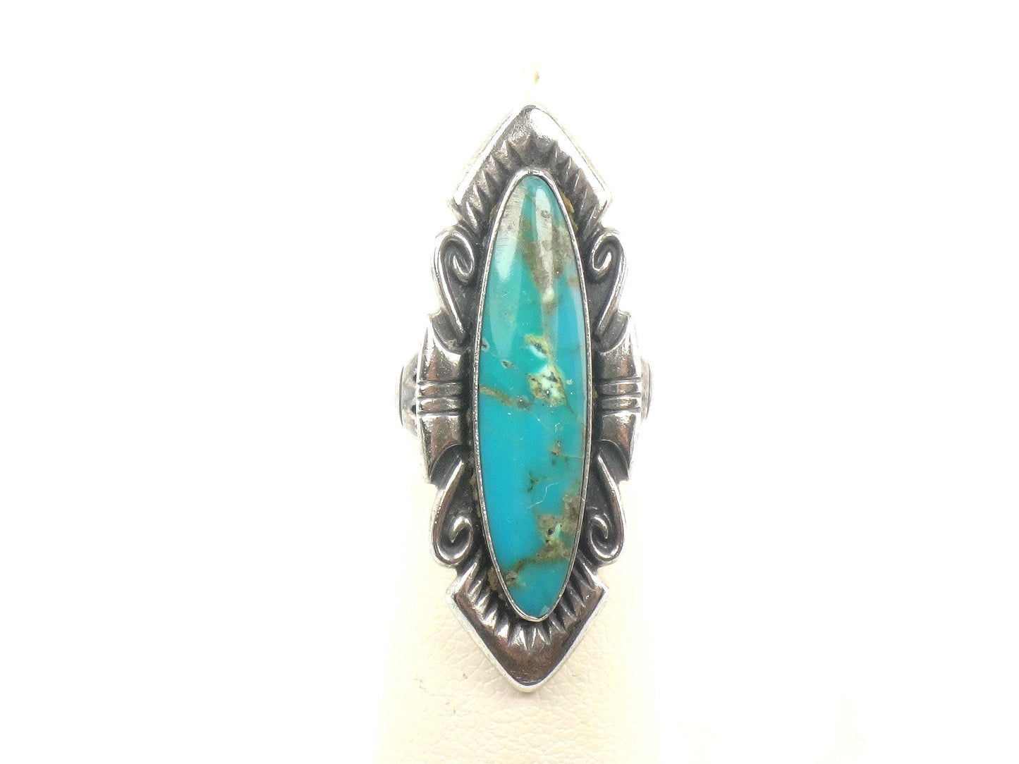 Vintage Sterling Silver Green Turquoise Ring by Bell Trading Post, Size 5
