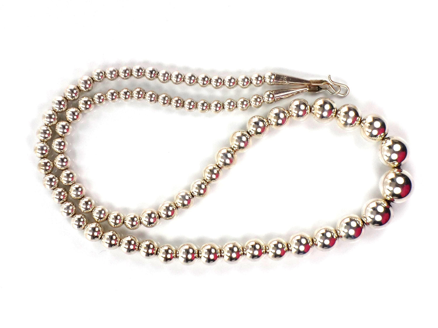 Vintage Sterling Silver Graduated Bead Necklace, 21.25"