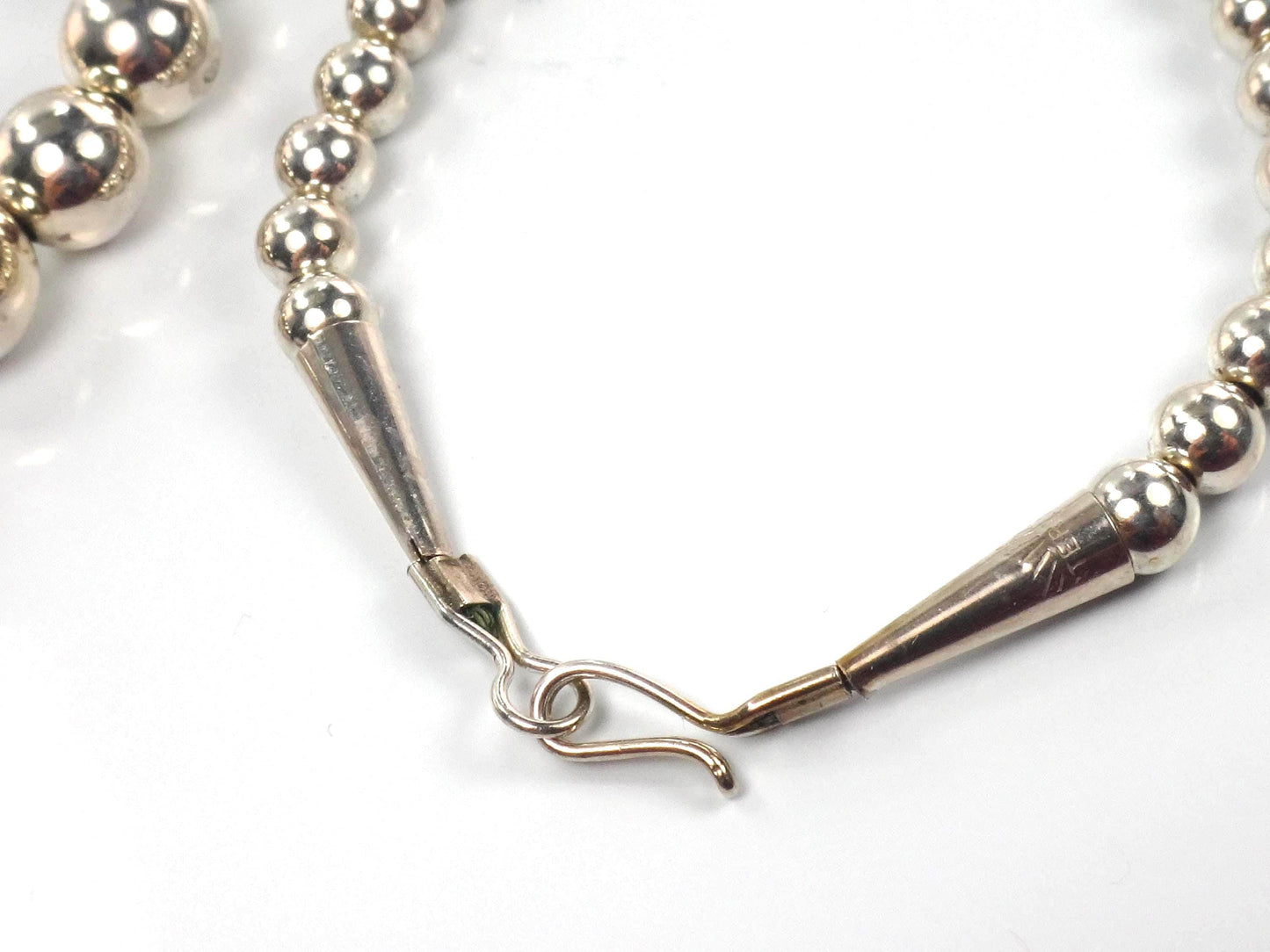 Vintage Sterling Silver Graduated Bead Necklace, 21.25"