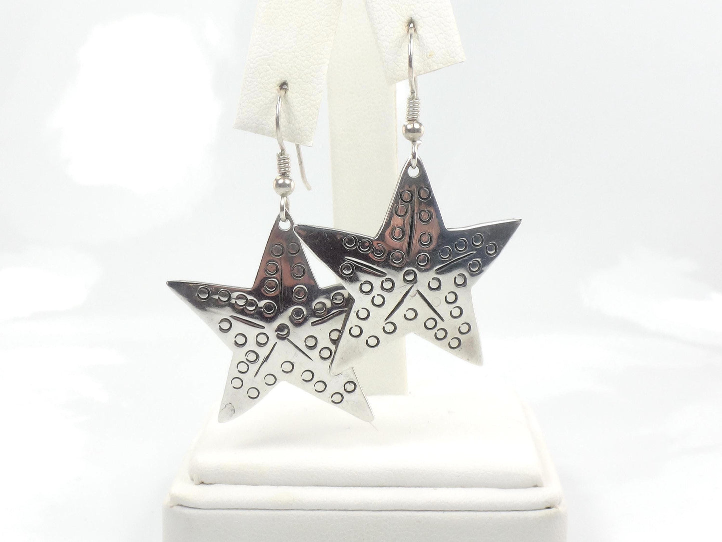 Vintage Large Sterling Silver Starfish Earrings: Mexico