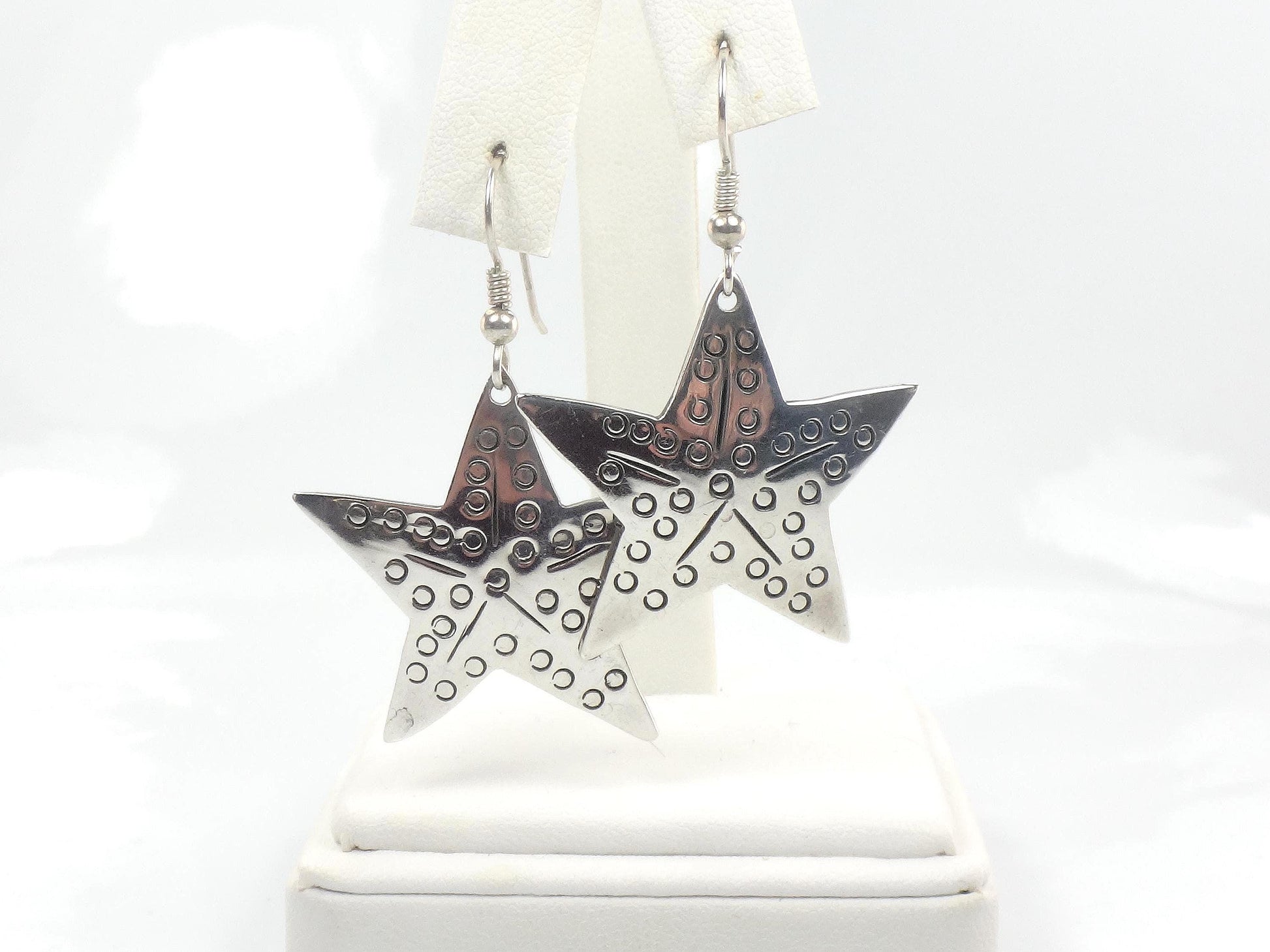 Vintage Large Sterling Silver Starfish Earrings: Mexico