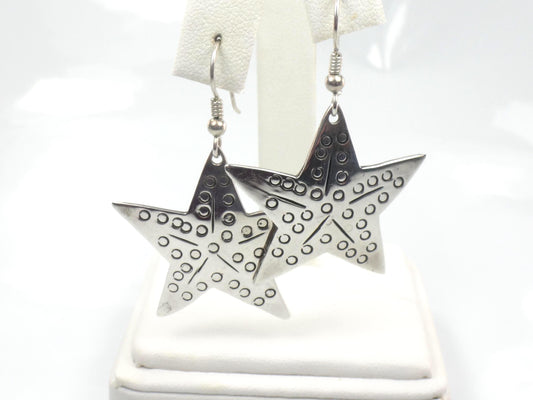 Vintage Large Sterling Silver Starfish Earrings: Mexico