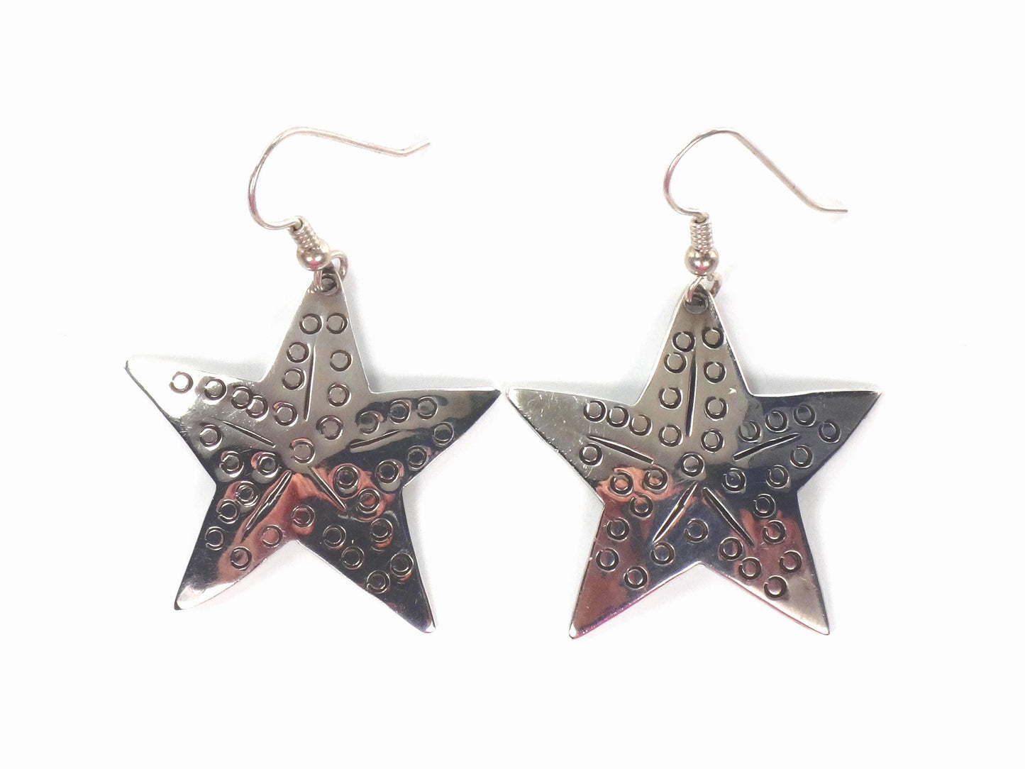 Vintage Large Sterling Silver Starfish Earrings: Mexico