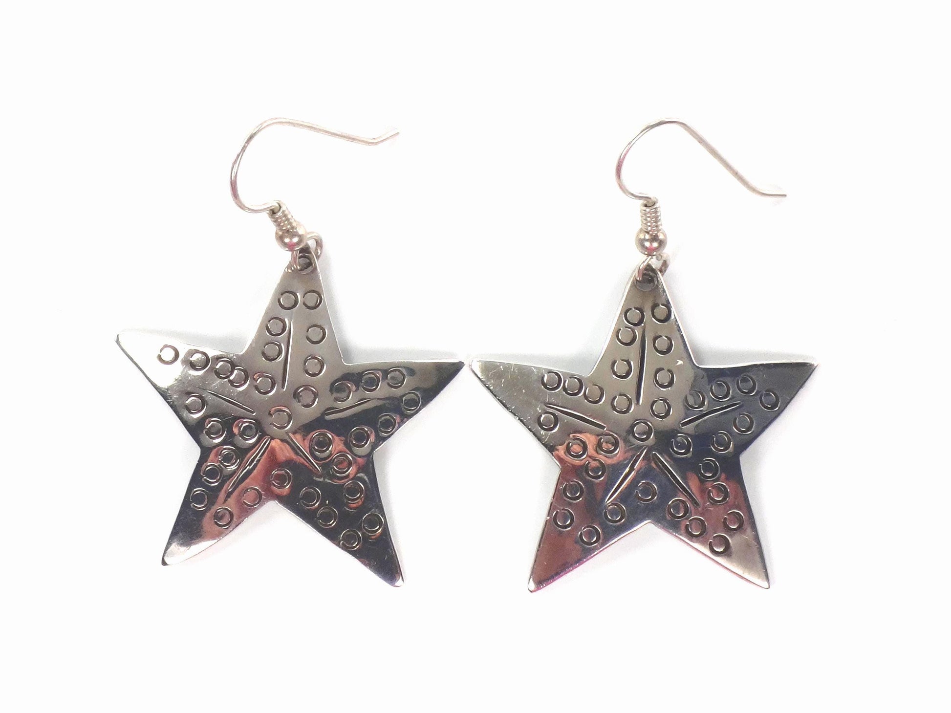 Vintage Large Sterling Silver Starfish Earrings: Mexico