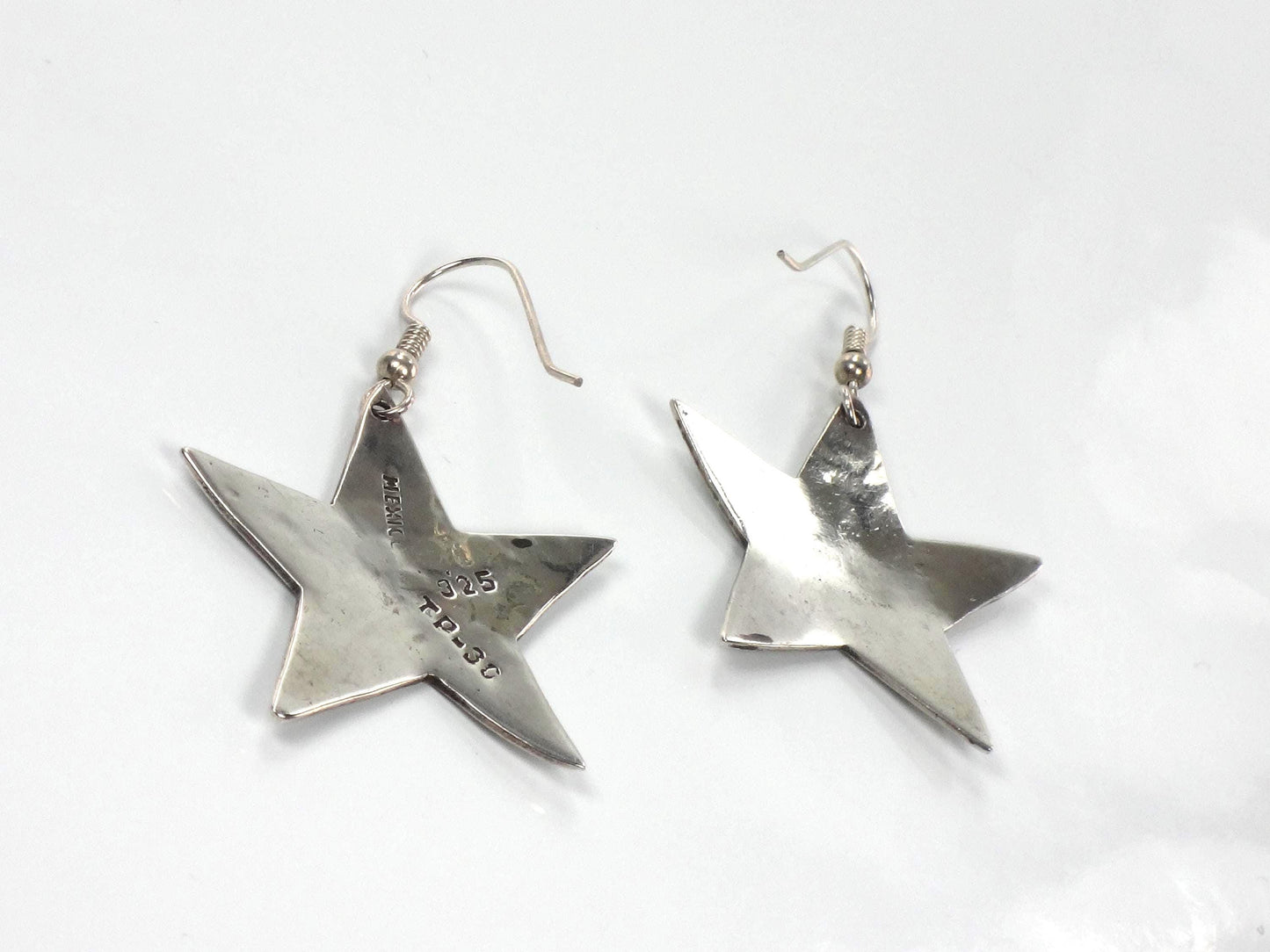 Vintage Large Sterling Silver Starfish Earrings: Mexico