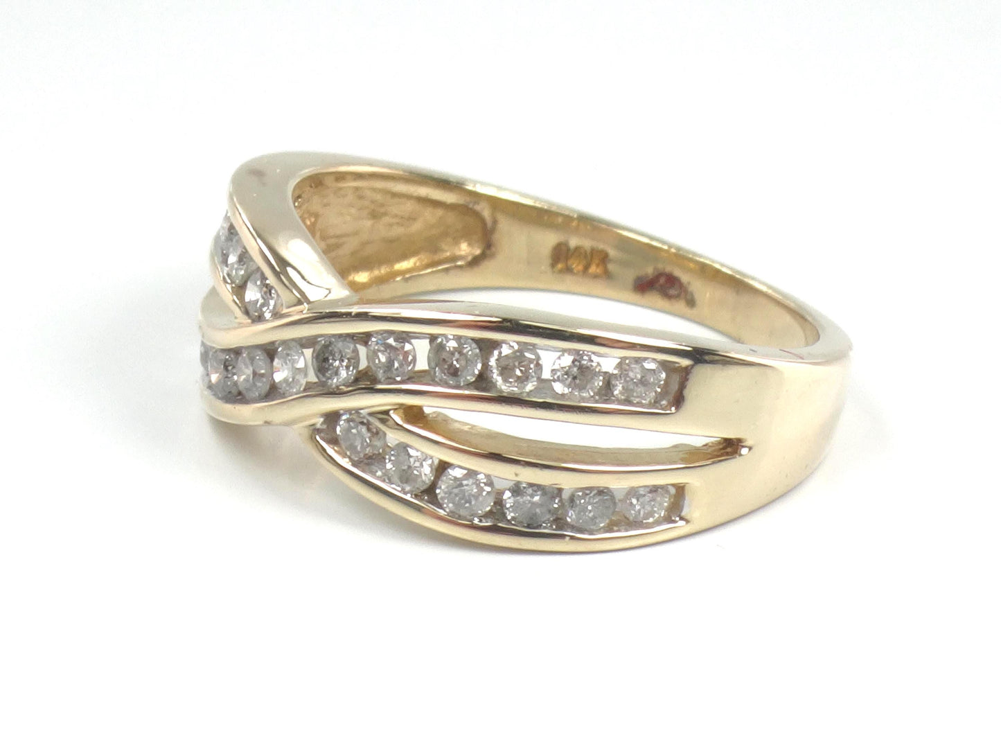 Vintage 14k Yellow Gold Diamond X Wedding Ring or Band, Size 7