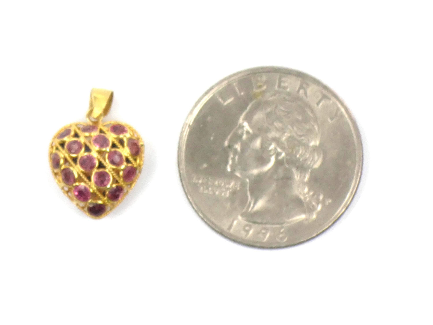 Vintage 18k Gold Sapphire and Ruby Heart Pendant: Reversible
