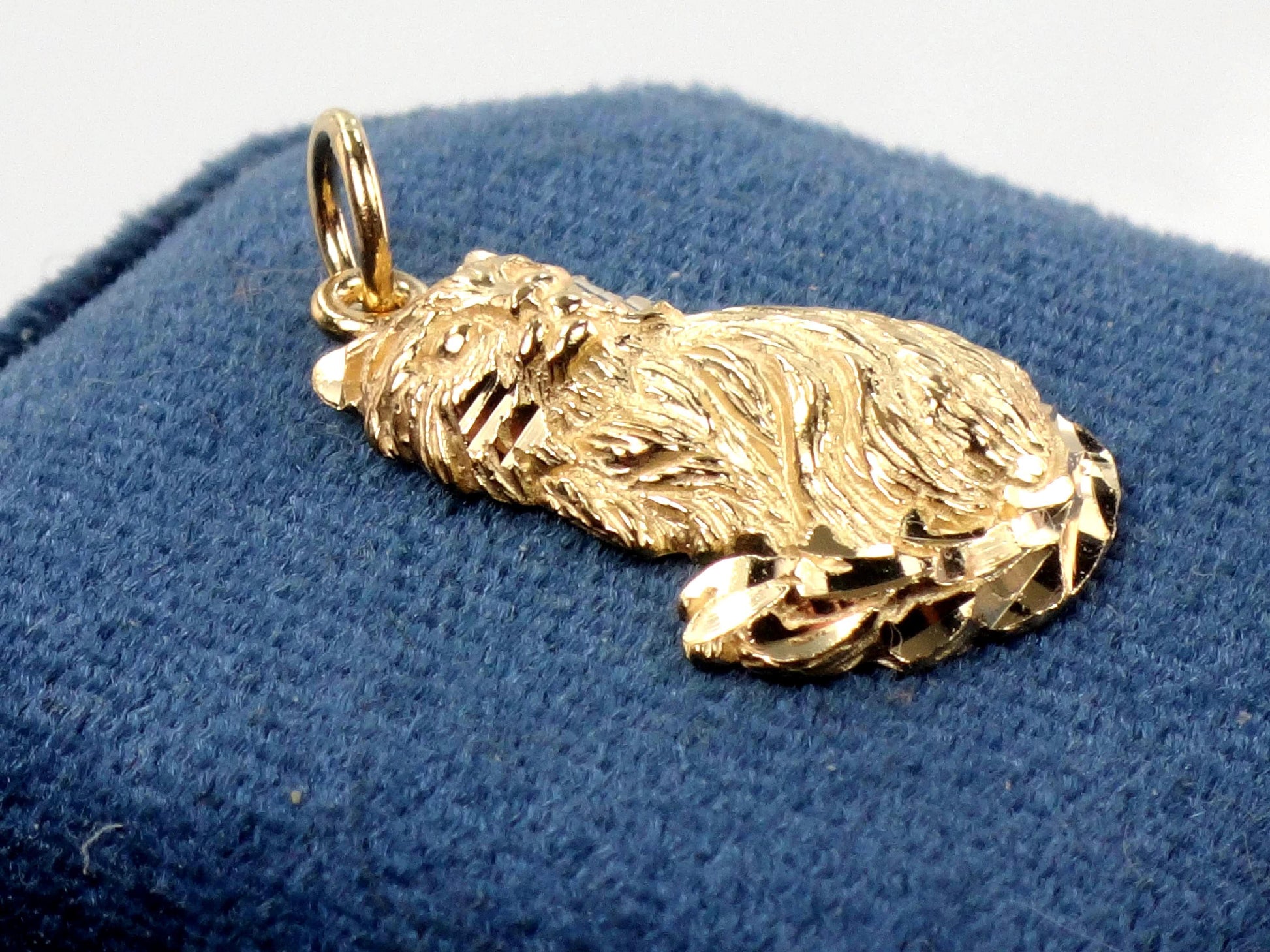 Vintage 14k Yellow Gold Cat Pendant Charm