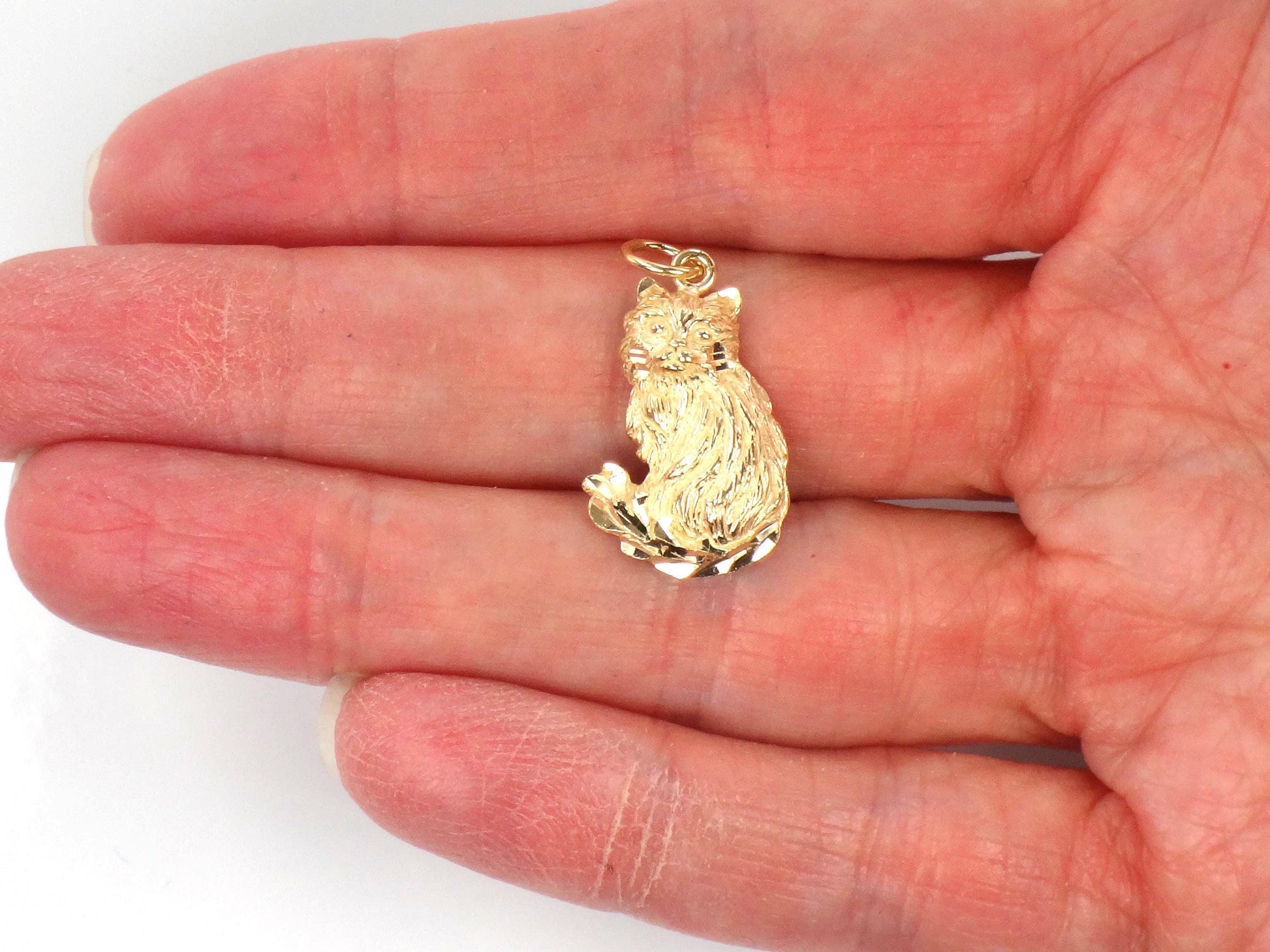 Vintage 14k Yellow Gold Cat Pendant Charm
