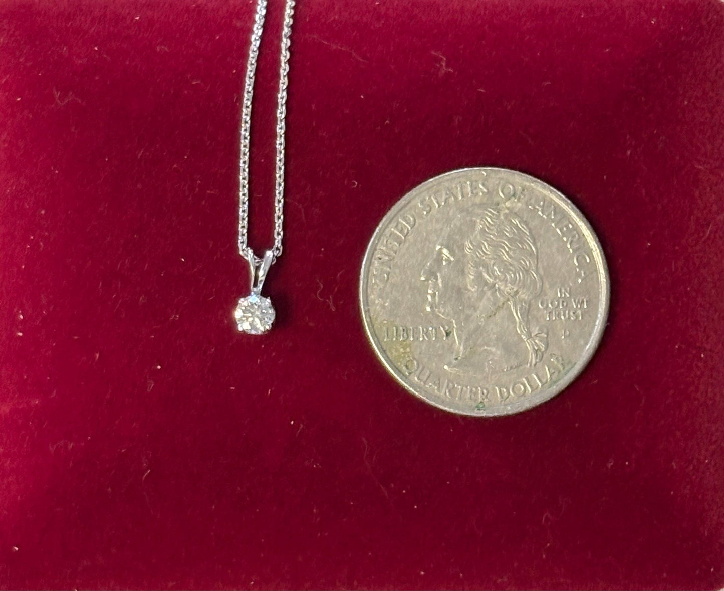 Vintage 14k White Gold Diamond Pendant Necklace: Minimalist .17 Carat