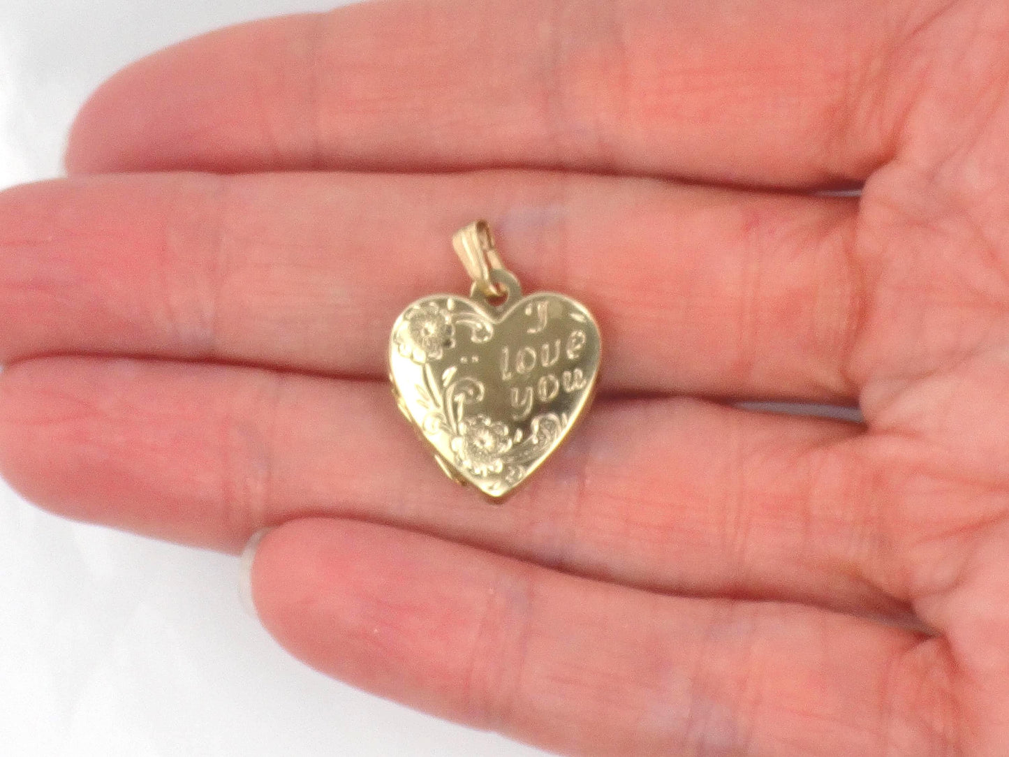 Vintage 14k Gold I Love You Heart Locket Pendant