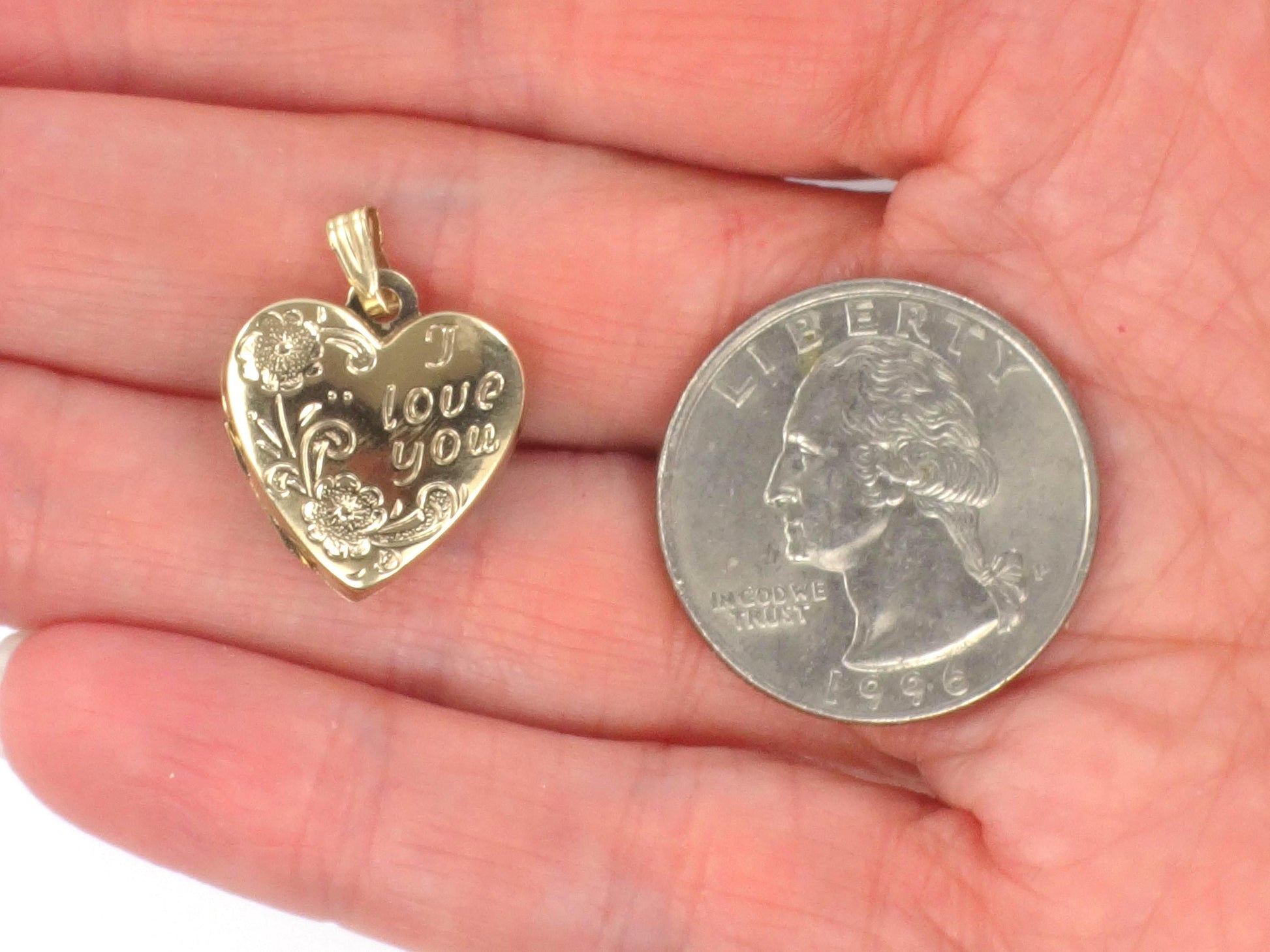 Vintage 14k Gold I Love You Heart Locket Pendant