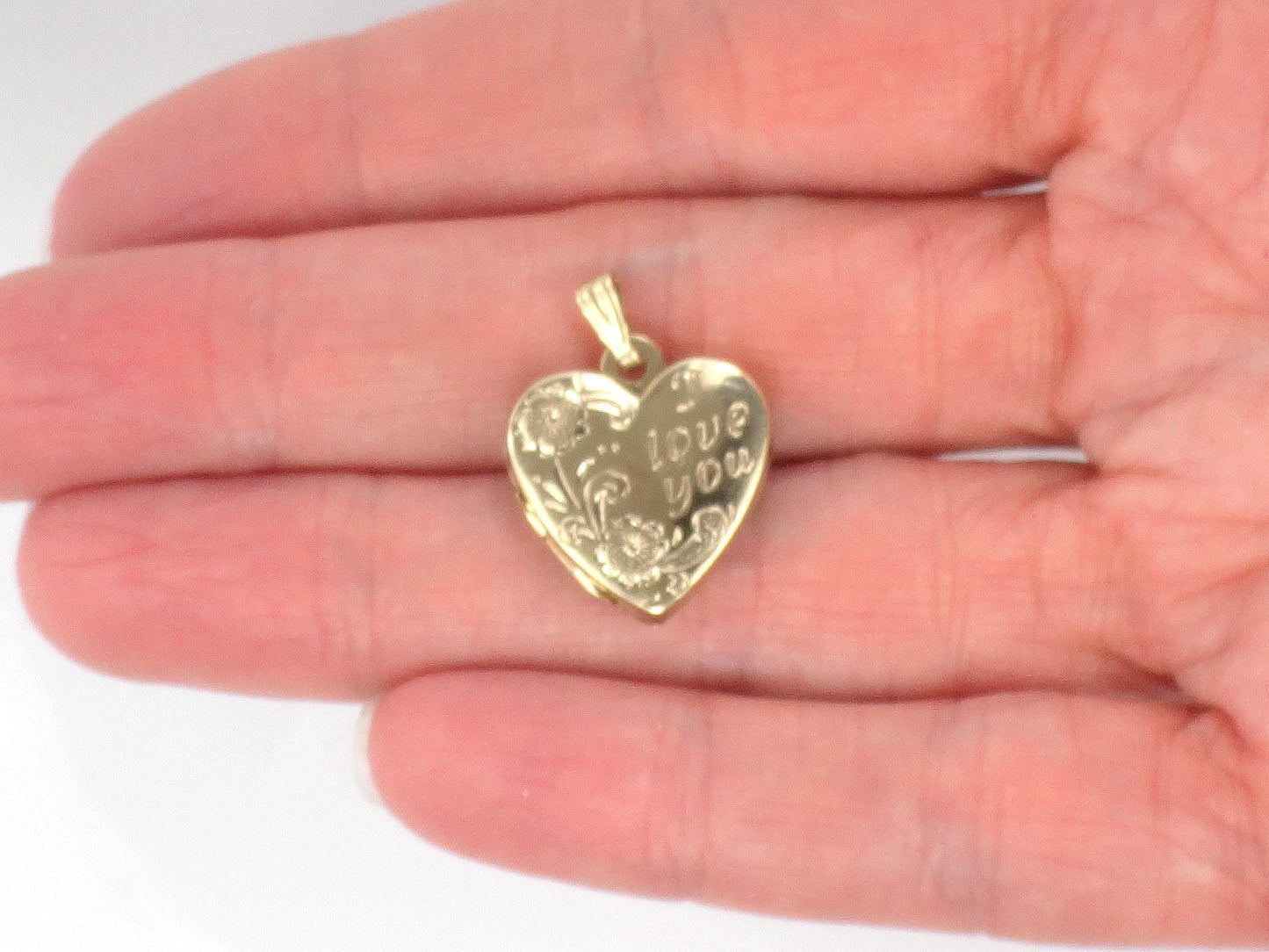 Vintage 14k Gold I Love You Heart Locket Pendant
