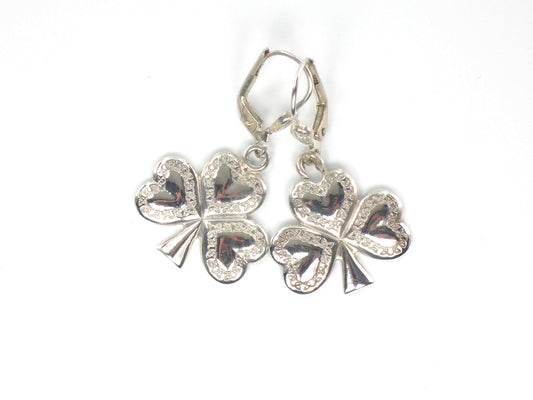 Vintage Sterling Silver Shamrock Earrings: Made in Ireland