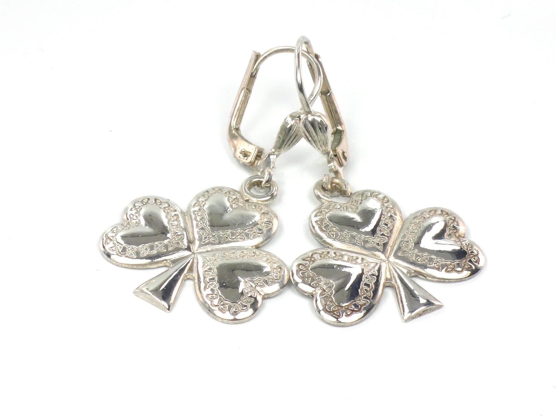 Vintage Sterling Silver Shamrock Earrings: Made in Ireland