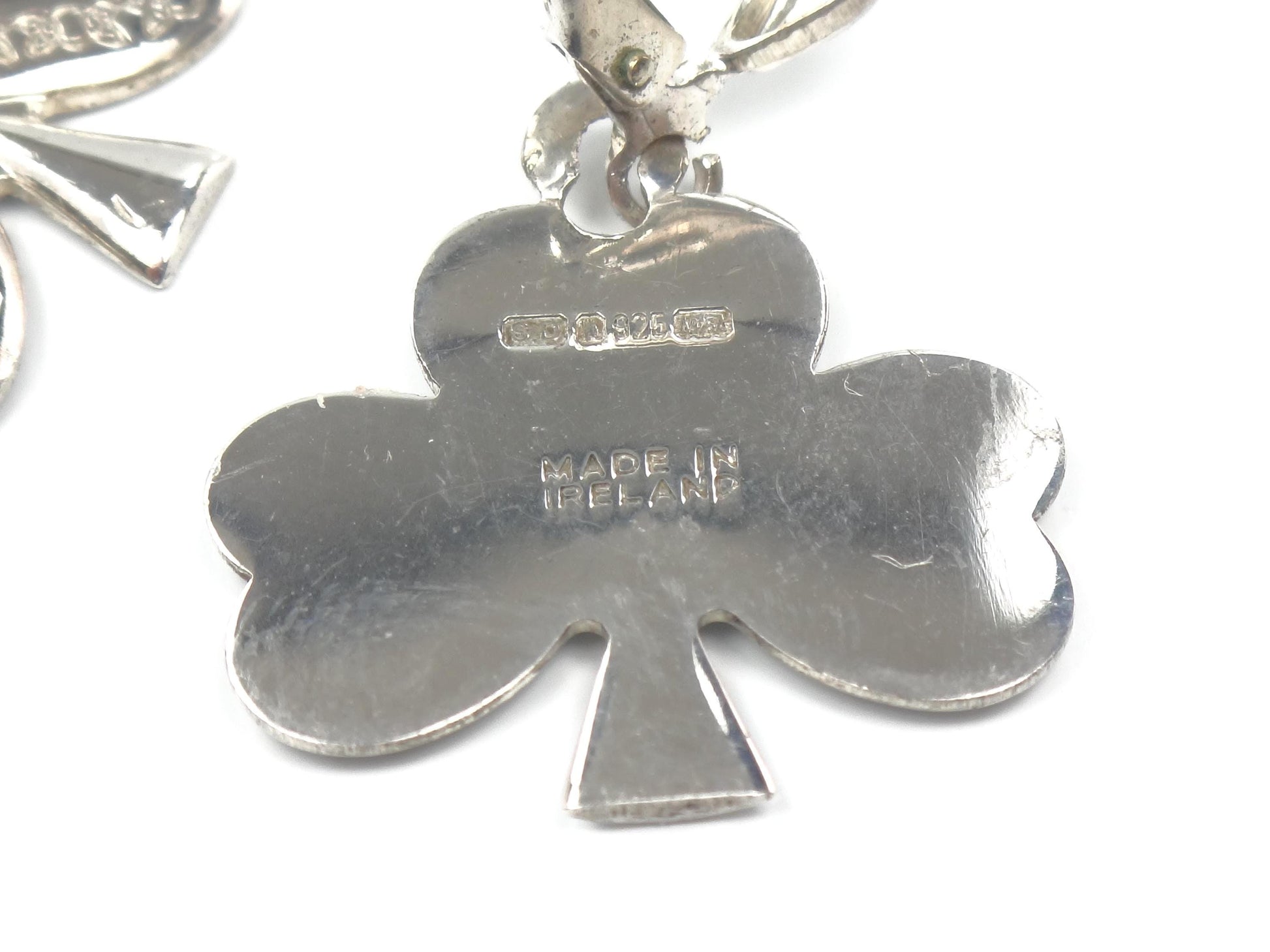 Vintage Sterling Silver Shamrock Earrings: Made in Ireland