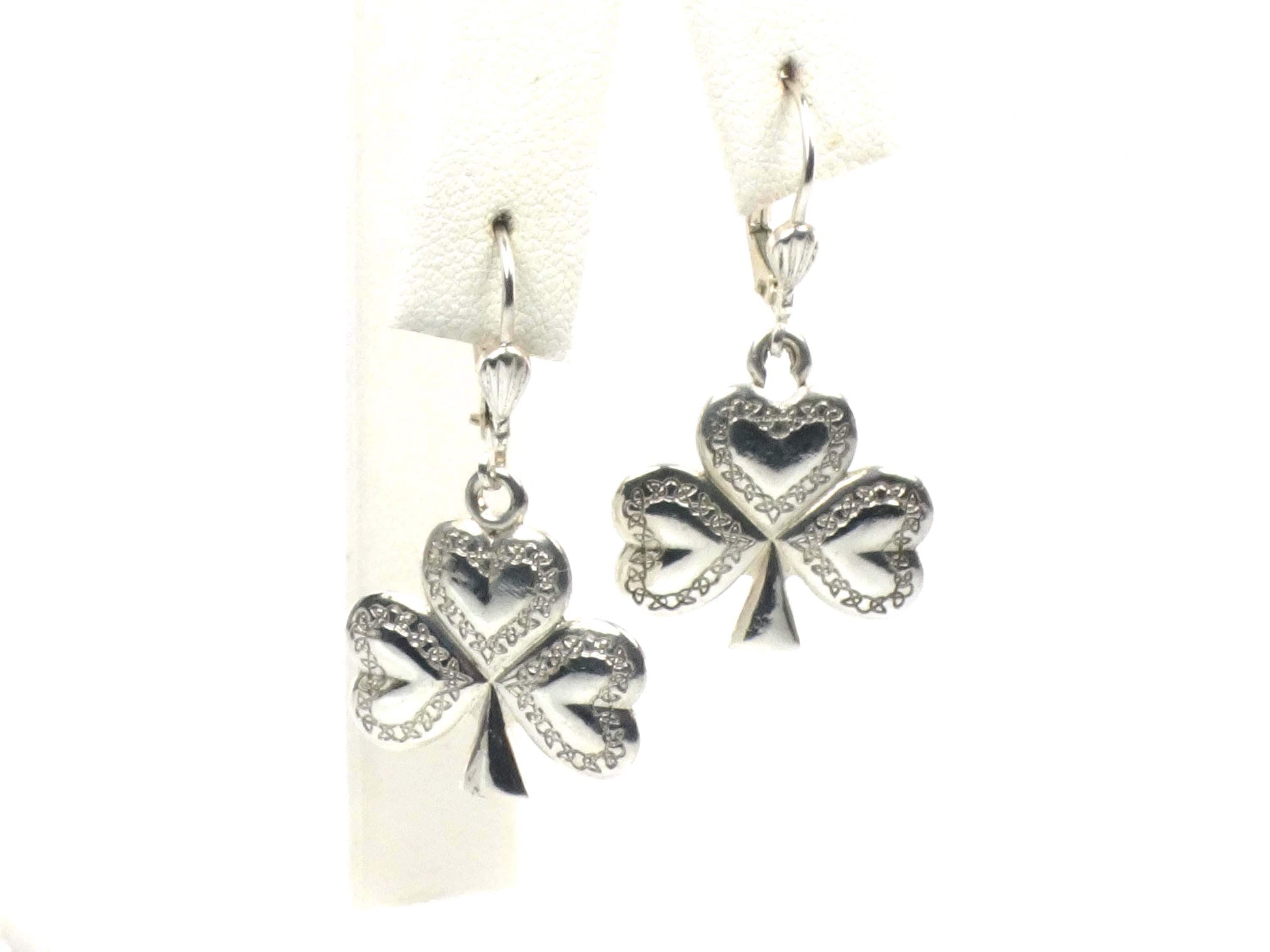Vintage Sterling Silver Shamrock Earrings: Made in Ireland