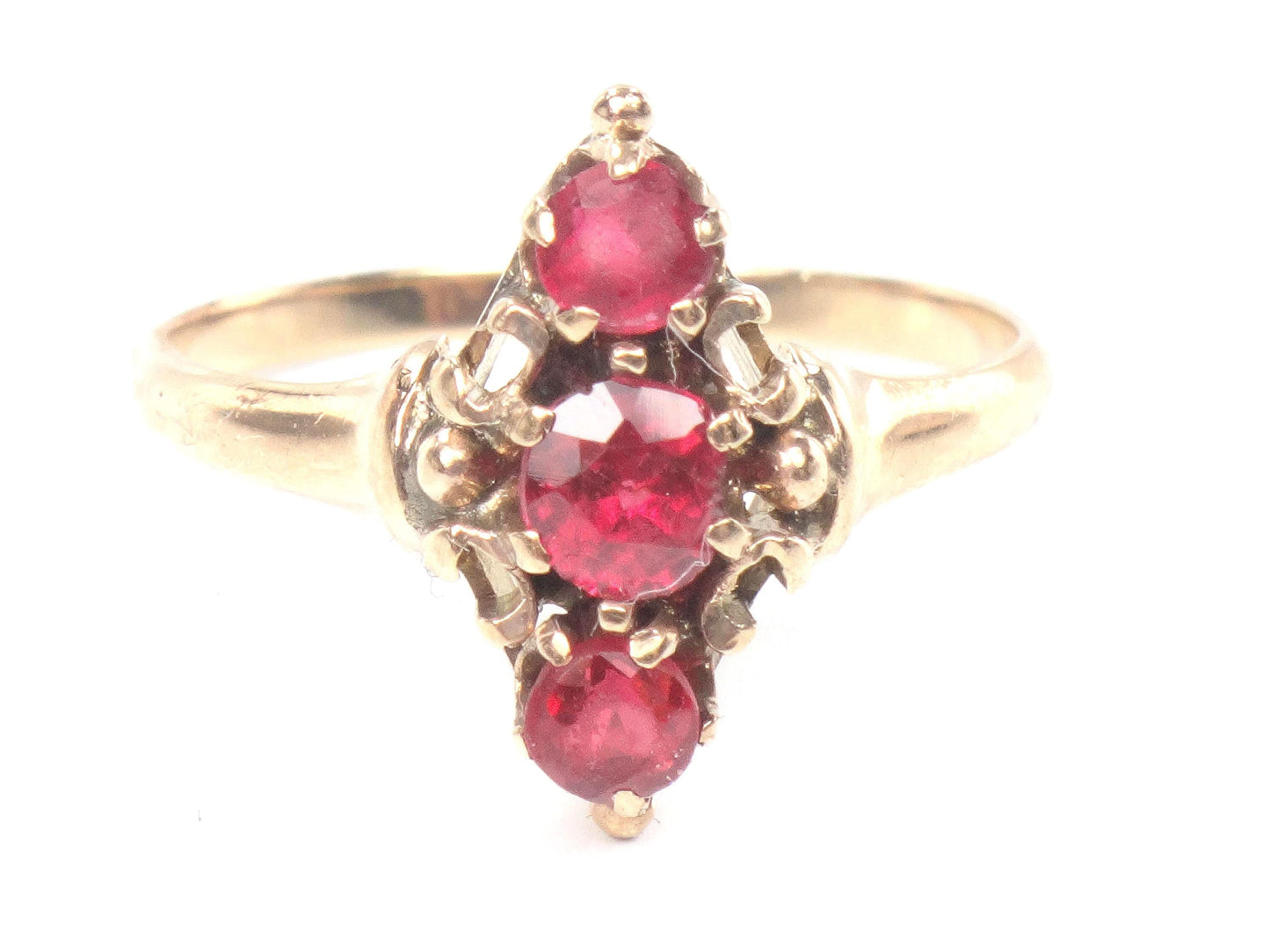 Antique 9k Yellow Gold Garnet Ring, Victorian Style Engagement